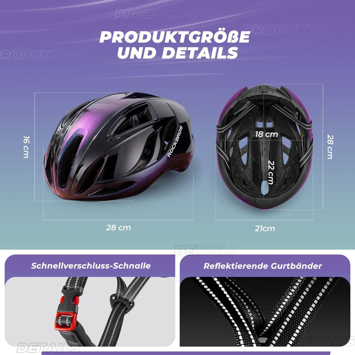 ROCKBROS Casco de bicicleta 58-62cm Ajustable Casco urbano Ventilación Unisex