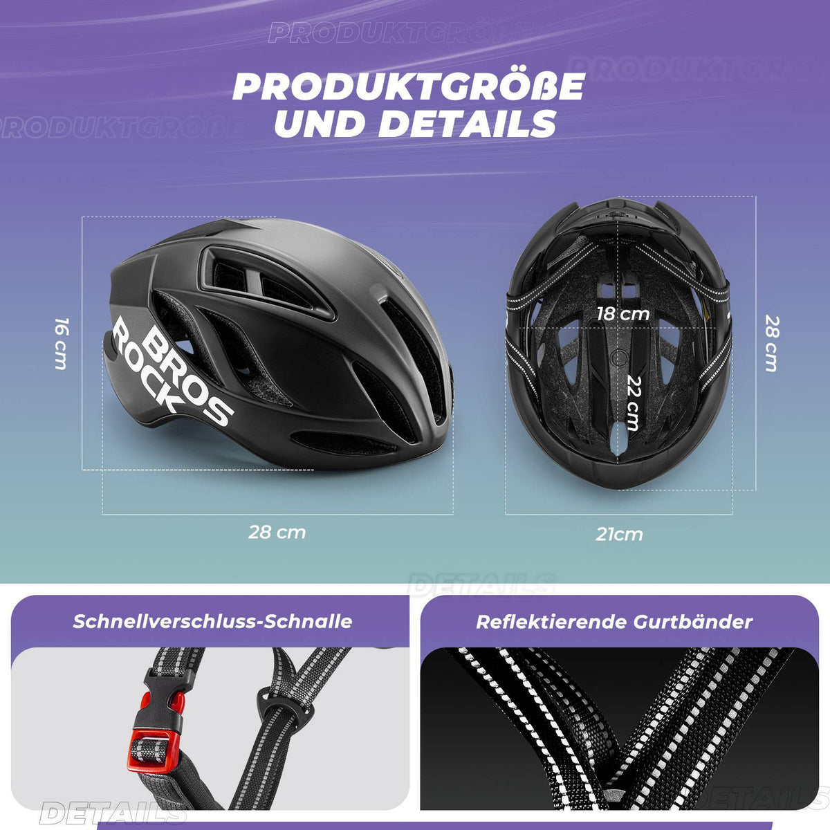 ROCKBROS Casco de bicicleta 58-62cm Ajustable Casco urbano Ventilación Unisex