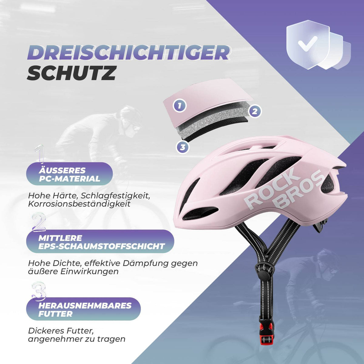 ROCKBROS Casco de bicicleta 58-62cm Ajustable Casco urbano Ventilación Unisex