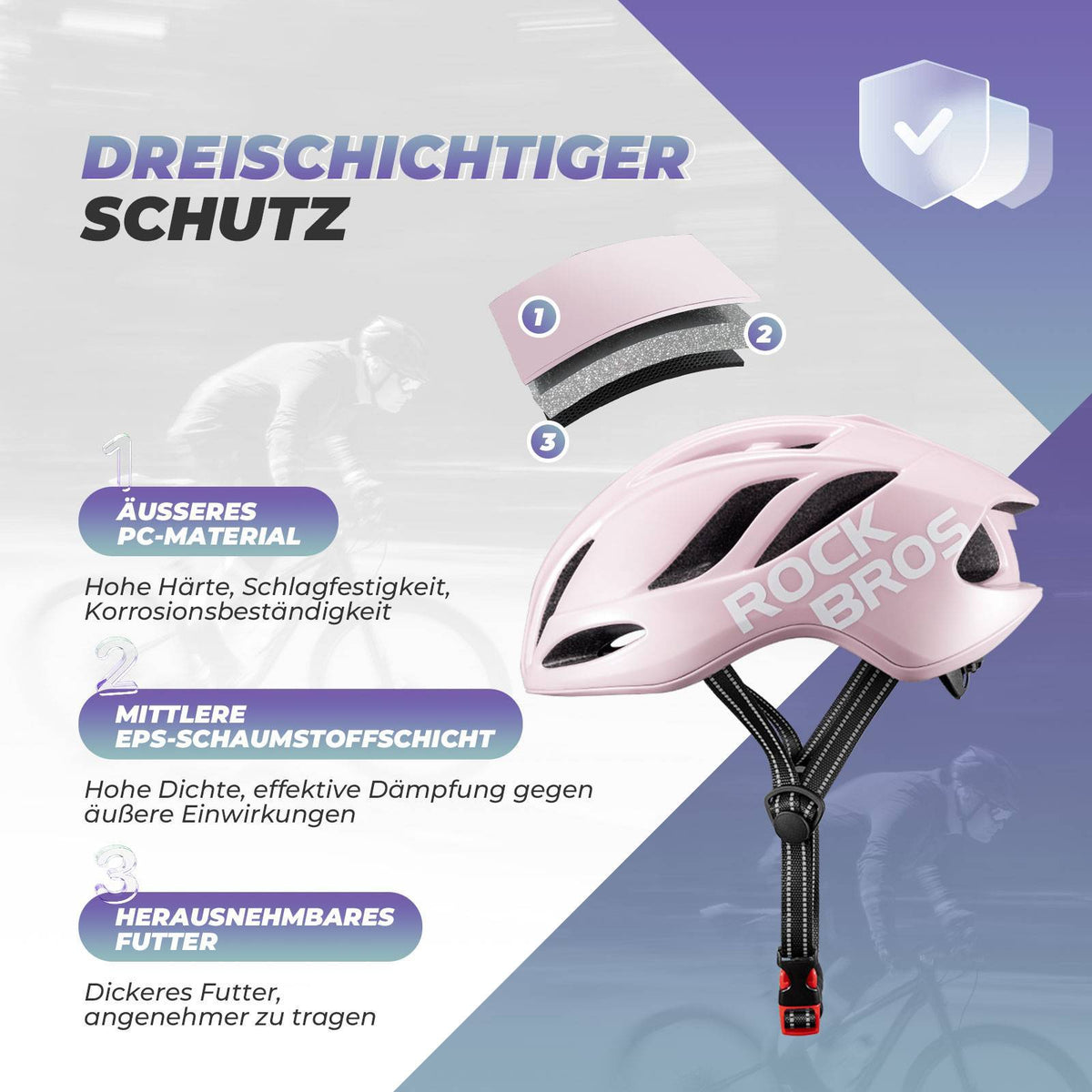 ROCKBROS Casco de bicicleta 58-62cm Ajustable Casco urbano Ventilación Unisex