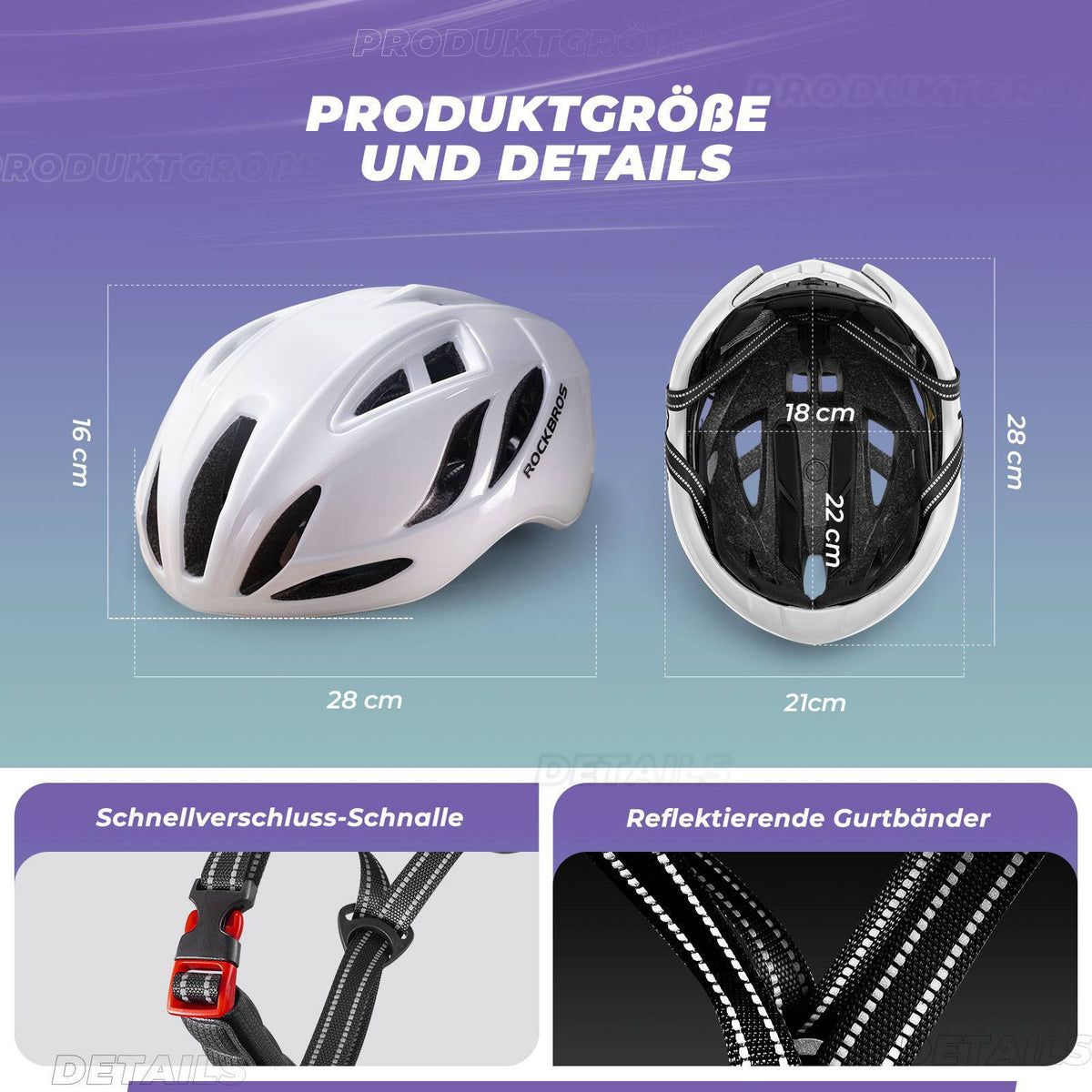 ROCKBROS Casco de bicicleta 58-62cm Ajustable Casco urbano Ventilación Unisex