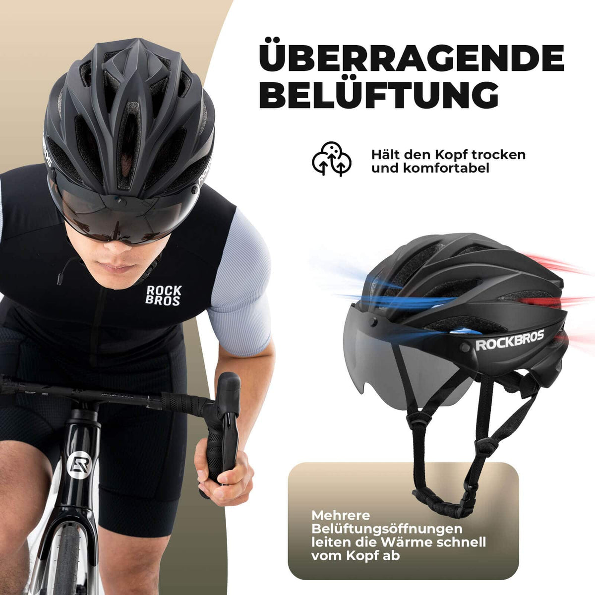 ROCKBROS Casco de Bicicleta MTB Magnético Desmontable con Visera