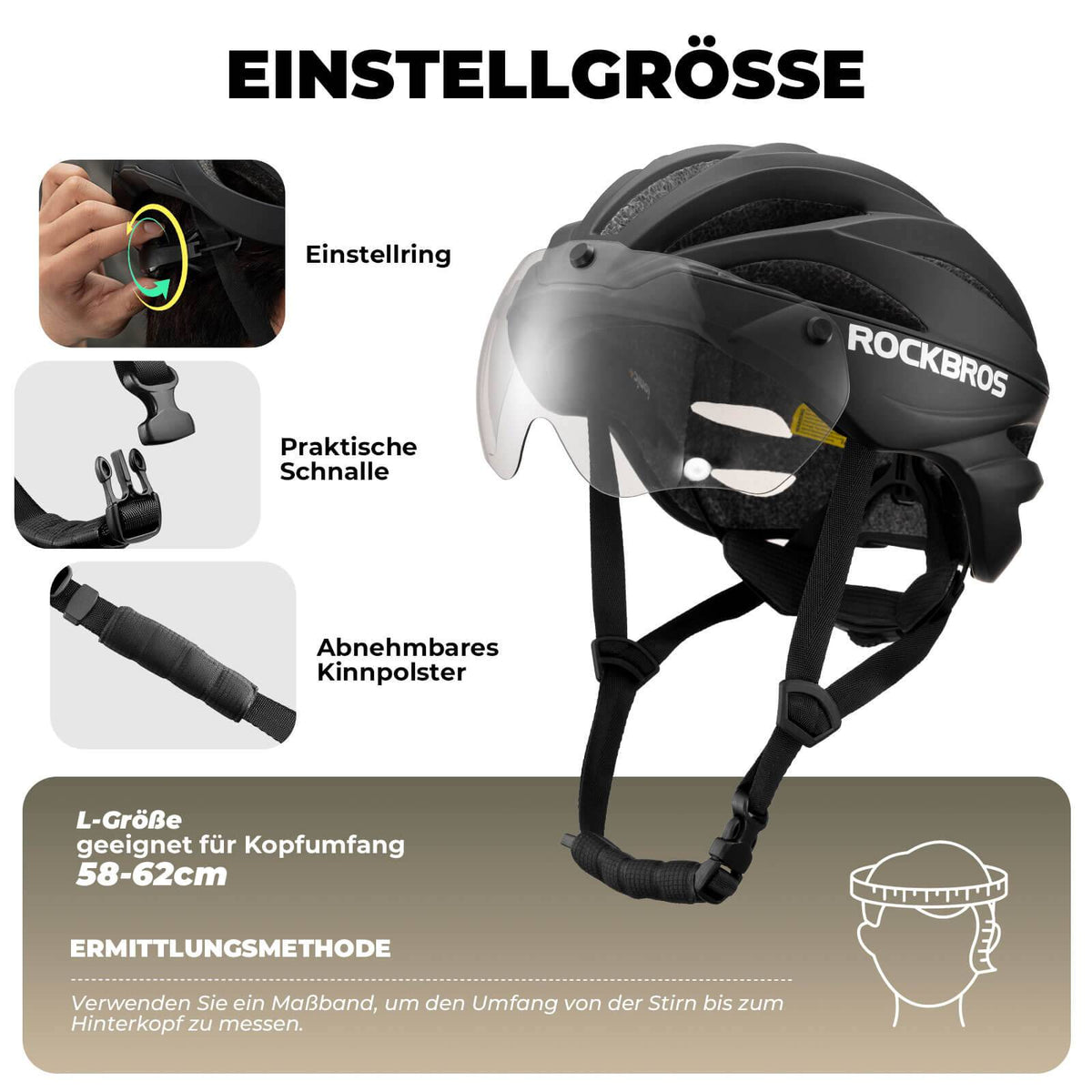 ROCKBROS Casco de Bicicleta MTB Magnético Desmontable con Visera