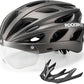 ROCKBROS Casco de bicicleta con gafas magnéticas desmontables integradas y visera