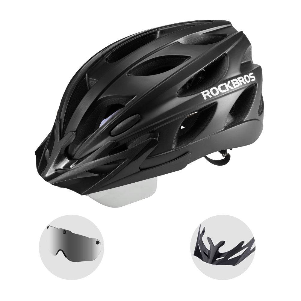ROCKBROS Casco de bicicleta con gafas magnéticas desmontables integradas y visera