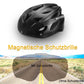 ROCKBROS Casco de bicicleta con gafas magnéticas desmontables integradas y visera