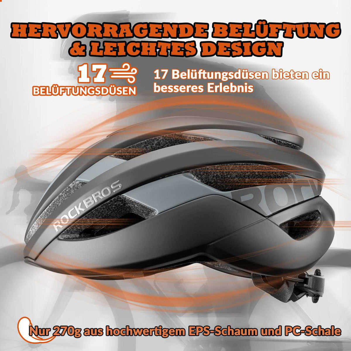 ROCKBROS Casco de bicicleta deportivo Mountainbike casco de protección transpirable 54-58cm
