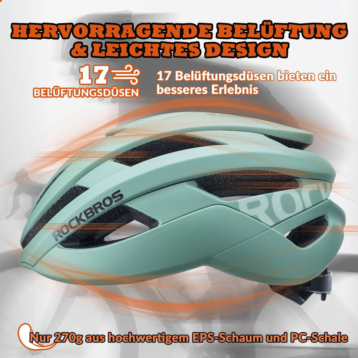 ROCKBROS Casco de bicicleta deportivo Mountainbike casco de protección transpirable 54-58cm