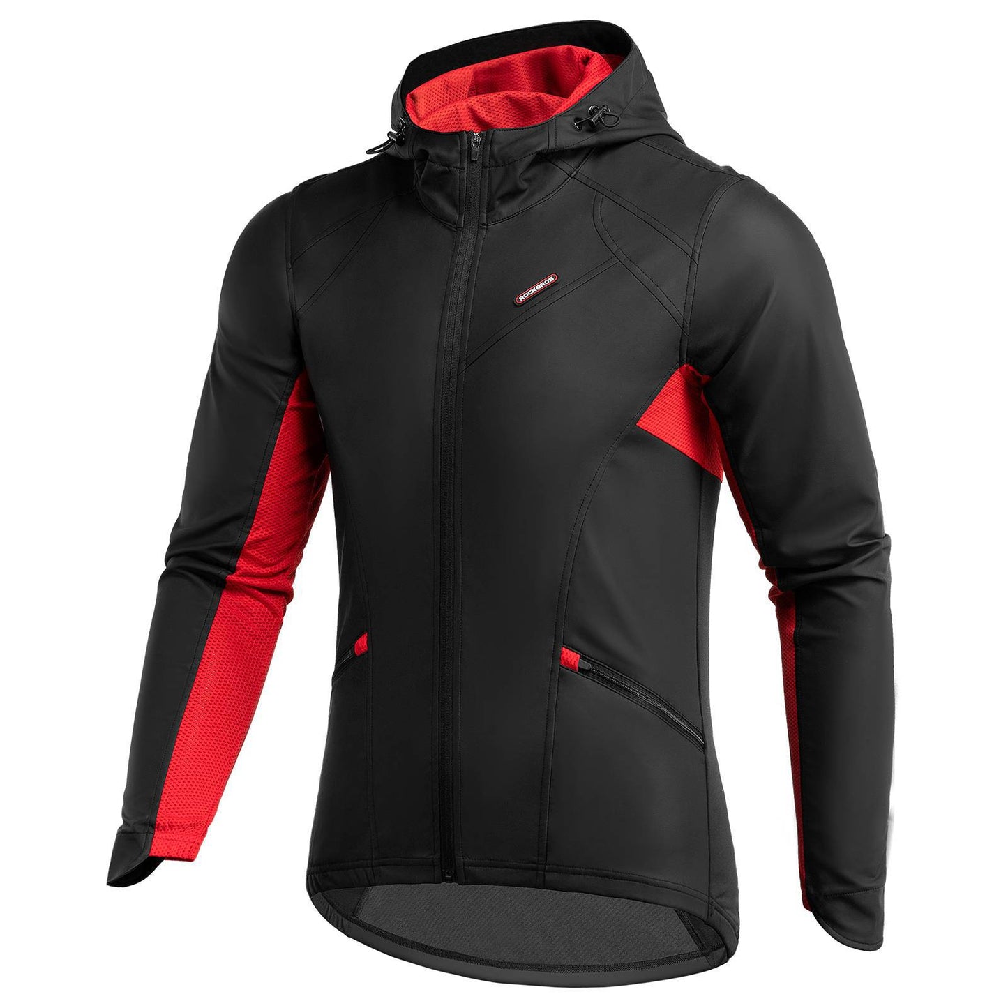 Chaqueta de ciclismo softshell cortavientos de invierno para hombre, negra, ROCKBROS
