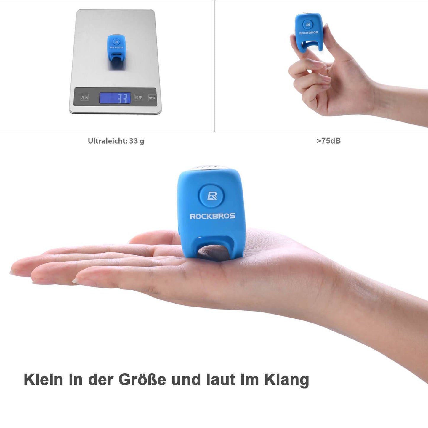 Timbre electrónico para bicicleta, resistente al agua IPX4, ROCKBROS