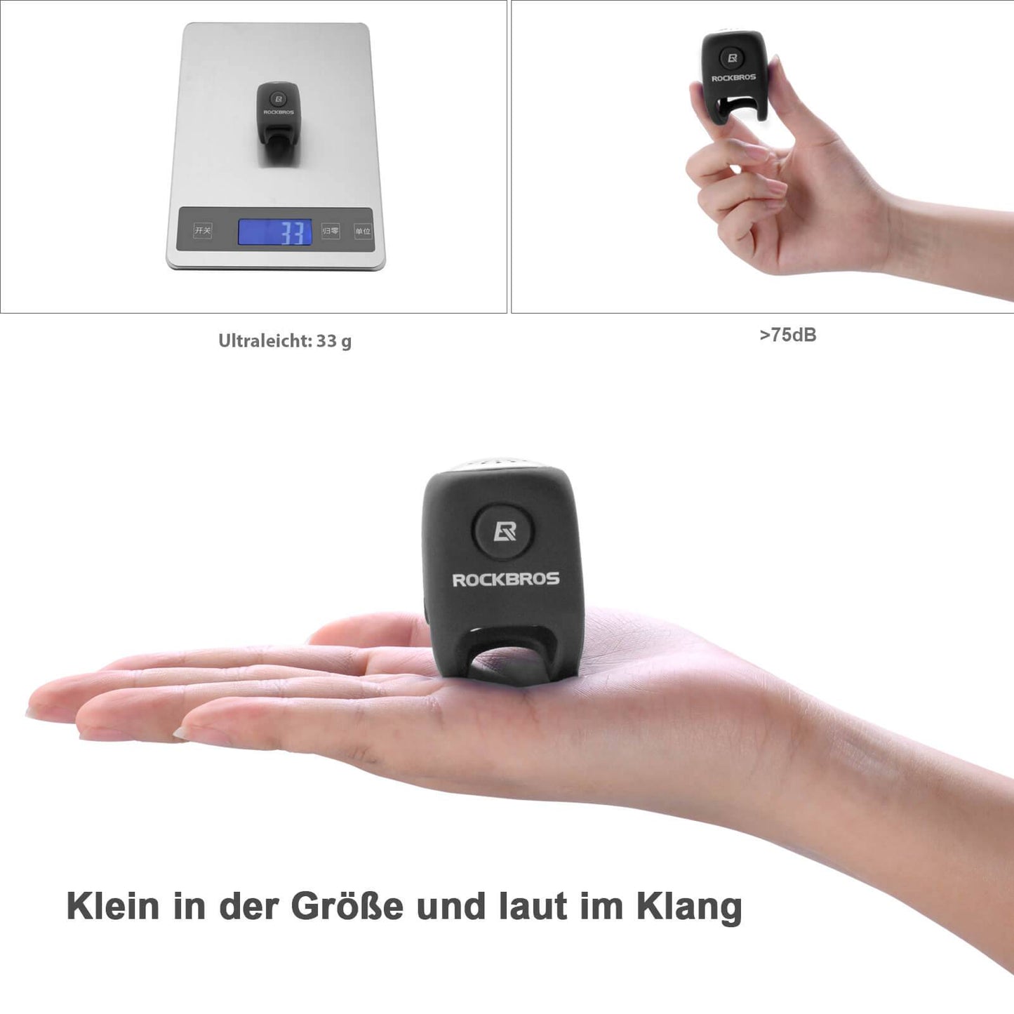 Timbre electrónico para bicicleta, resistente al agua IPX4, ROCKBROS