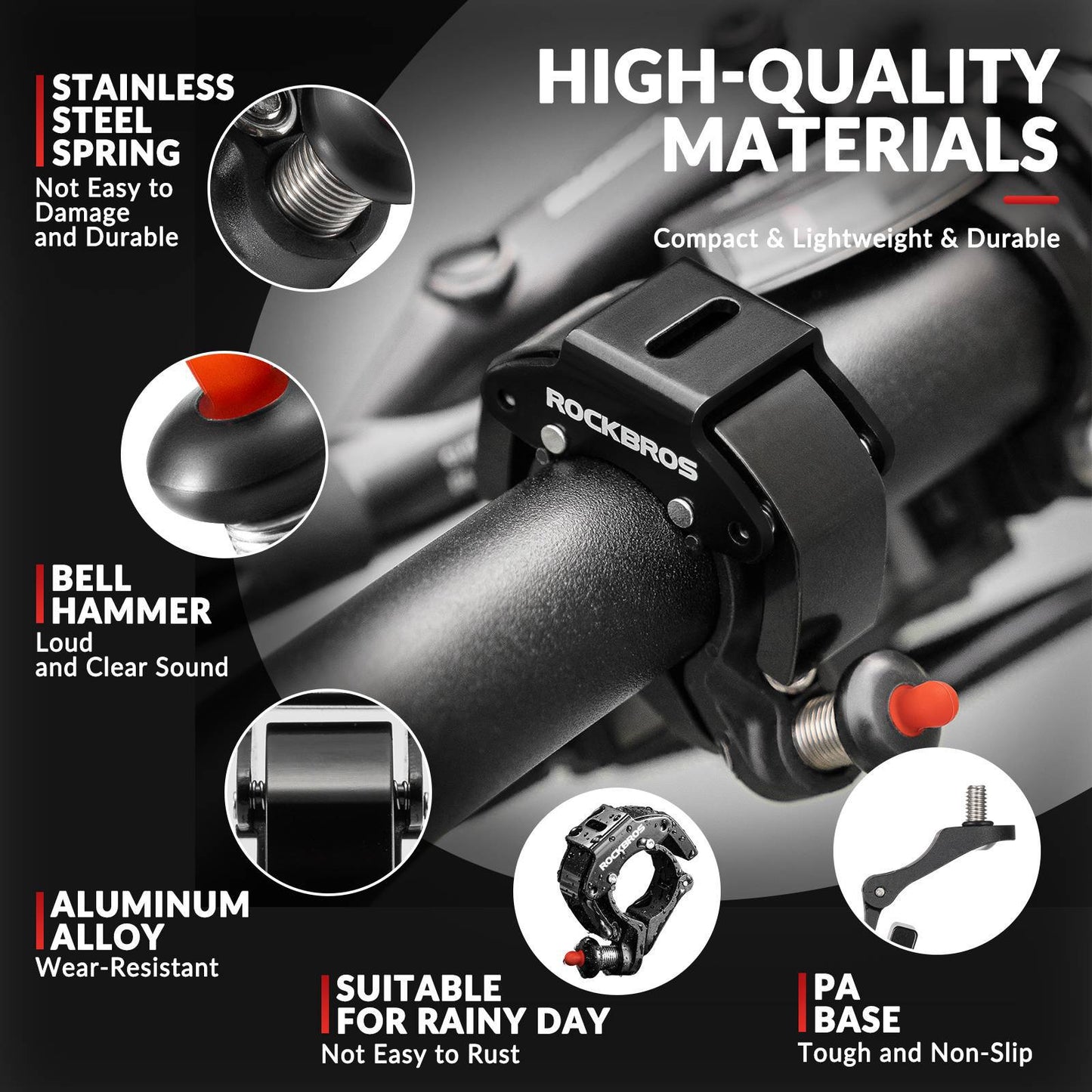 Timbre de bicicleta, 100 dB de potencia, innovador mini timbre de bicicleta, ROCKBROS