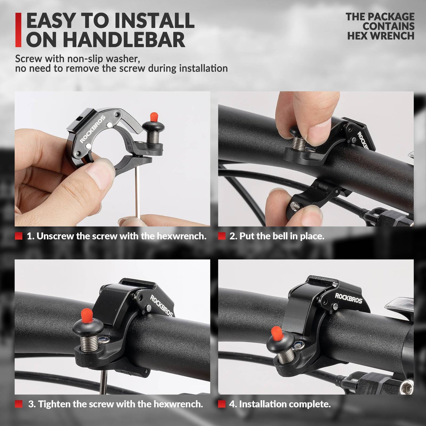 Timbre de bicicleta, 100 dB de potencia, innovador mini timbre de bicicleta, ROCKBROS