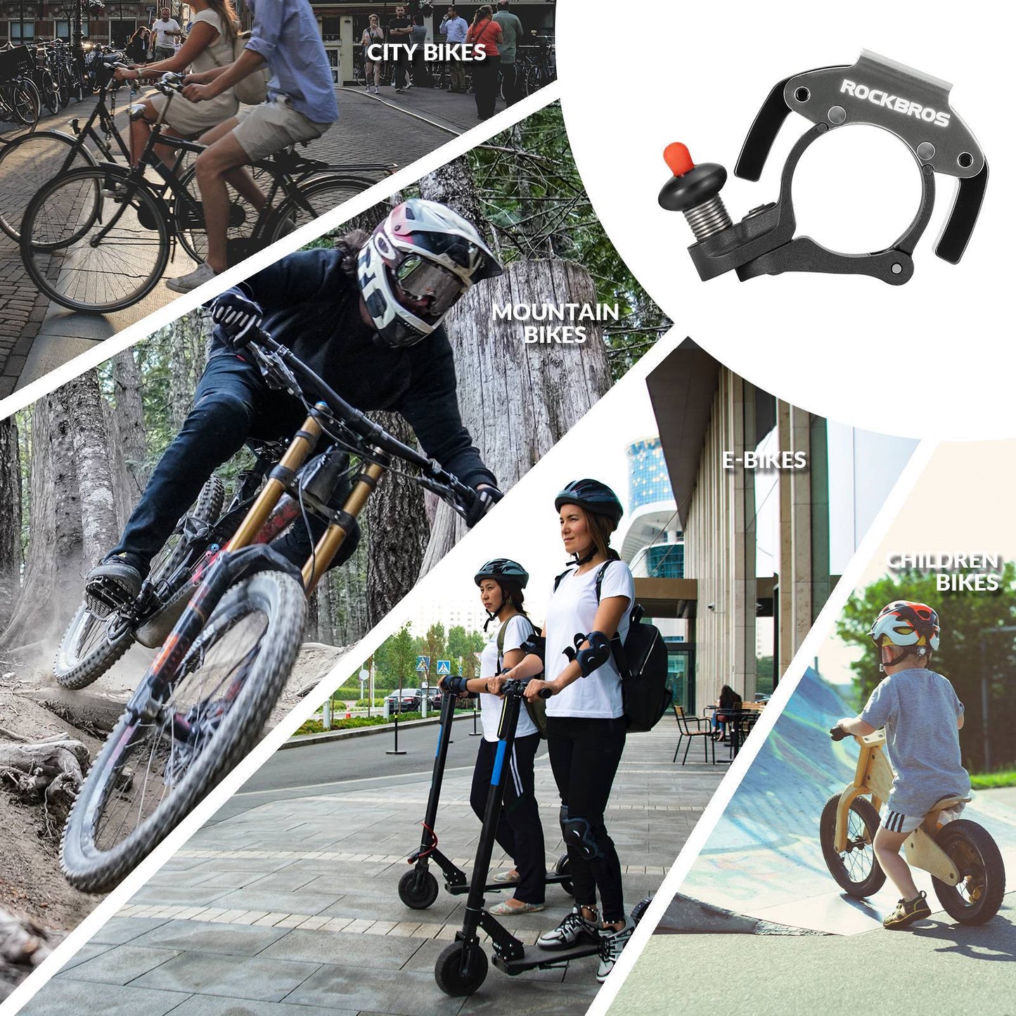 Timbre de bicicleta, 100 dB de potencia, innovador mini timbre de bicicleta, ROCKBROS