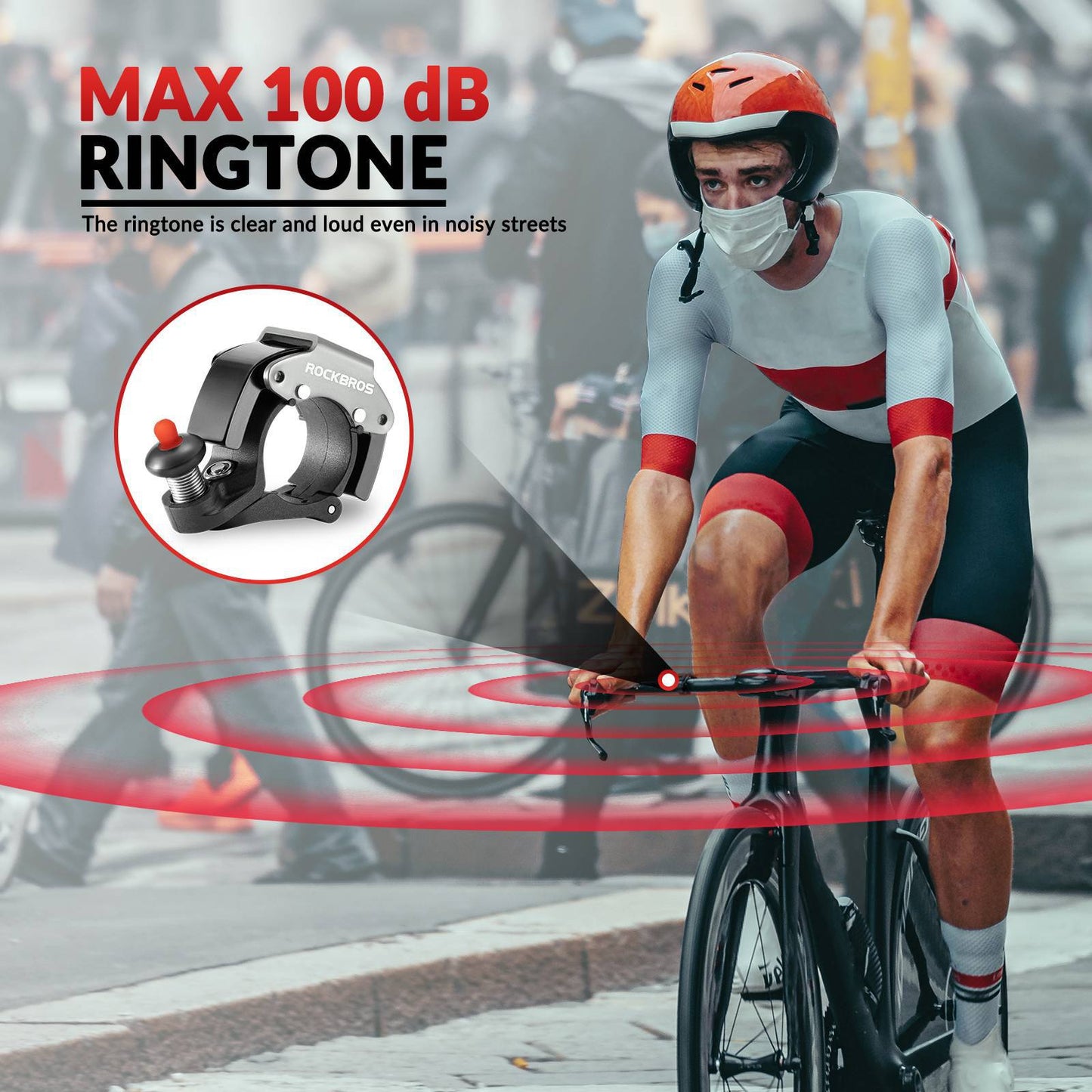 Timbre de bicicleta, 100 dB de potencia, innovador mini timbre de bicicleta, ROCKBROS