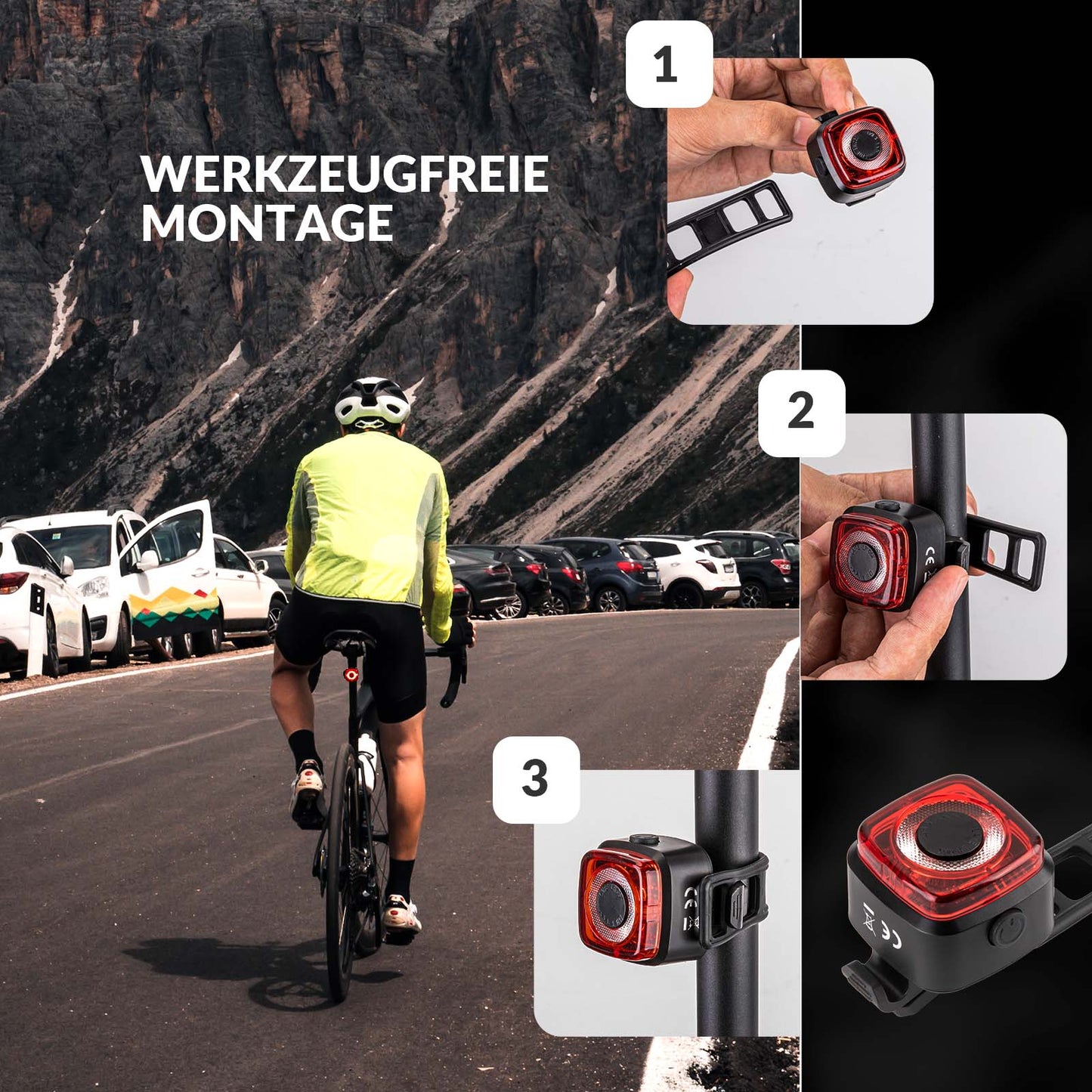 Luz trasera para bicicleta IPX5 resistente al agua y recargable con USB-C ROCKBROS