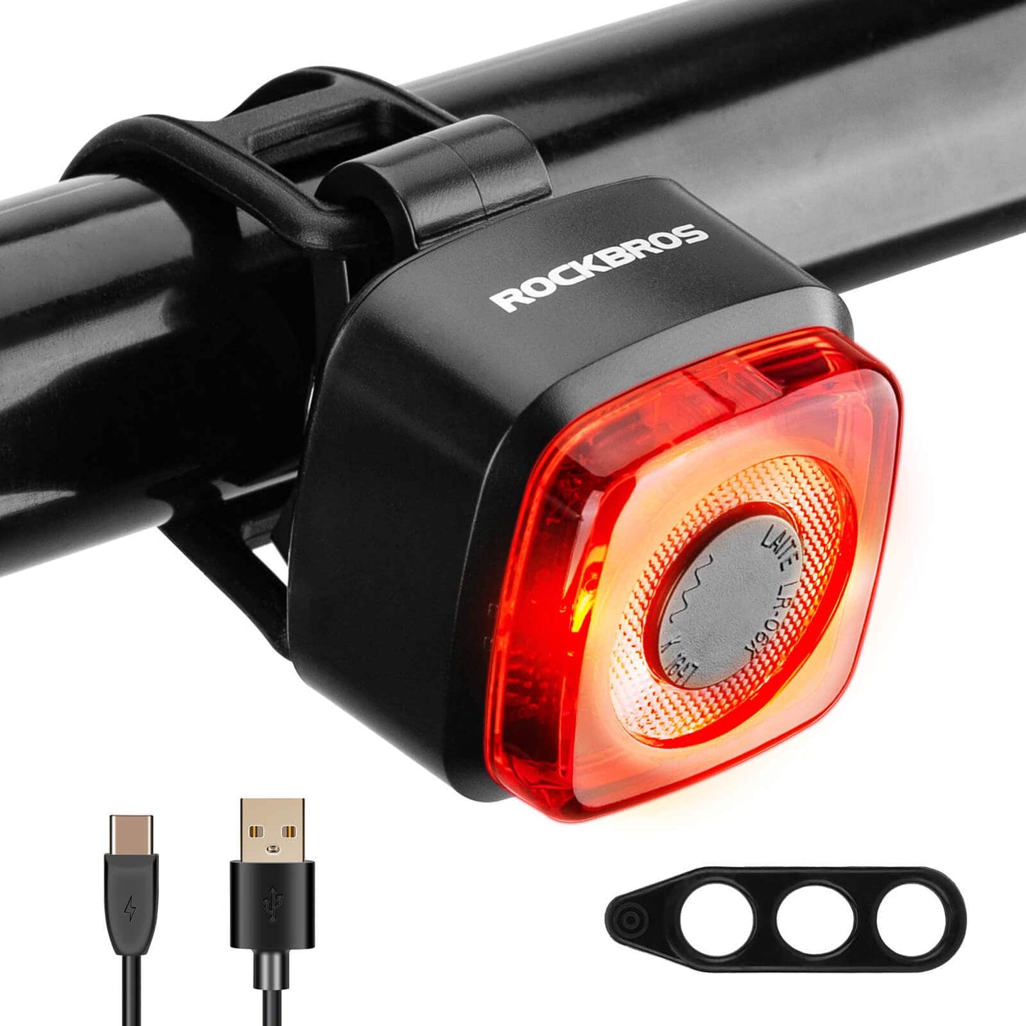 Luz trasera para bicicleta IPX5 resistente al agua y recargable con USB-C ROCKBROS