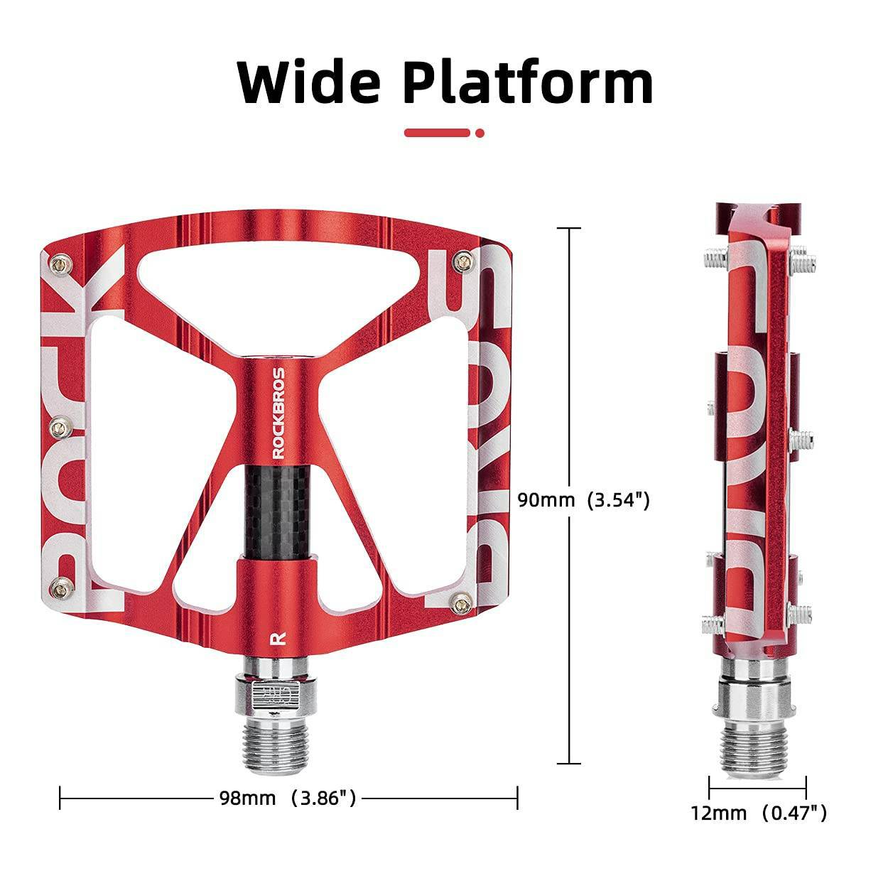 Pedales de bicicleta MTB de aluminio de 9/16 pulgadas con rodamientos sellados ROCKBROS