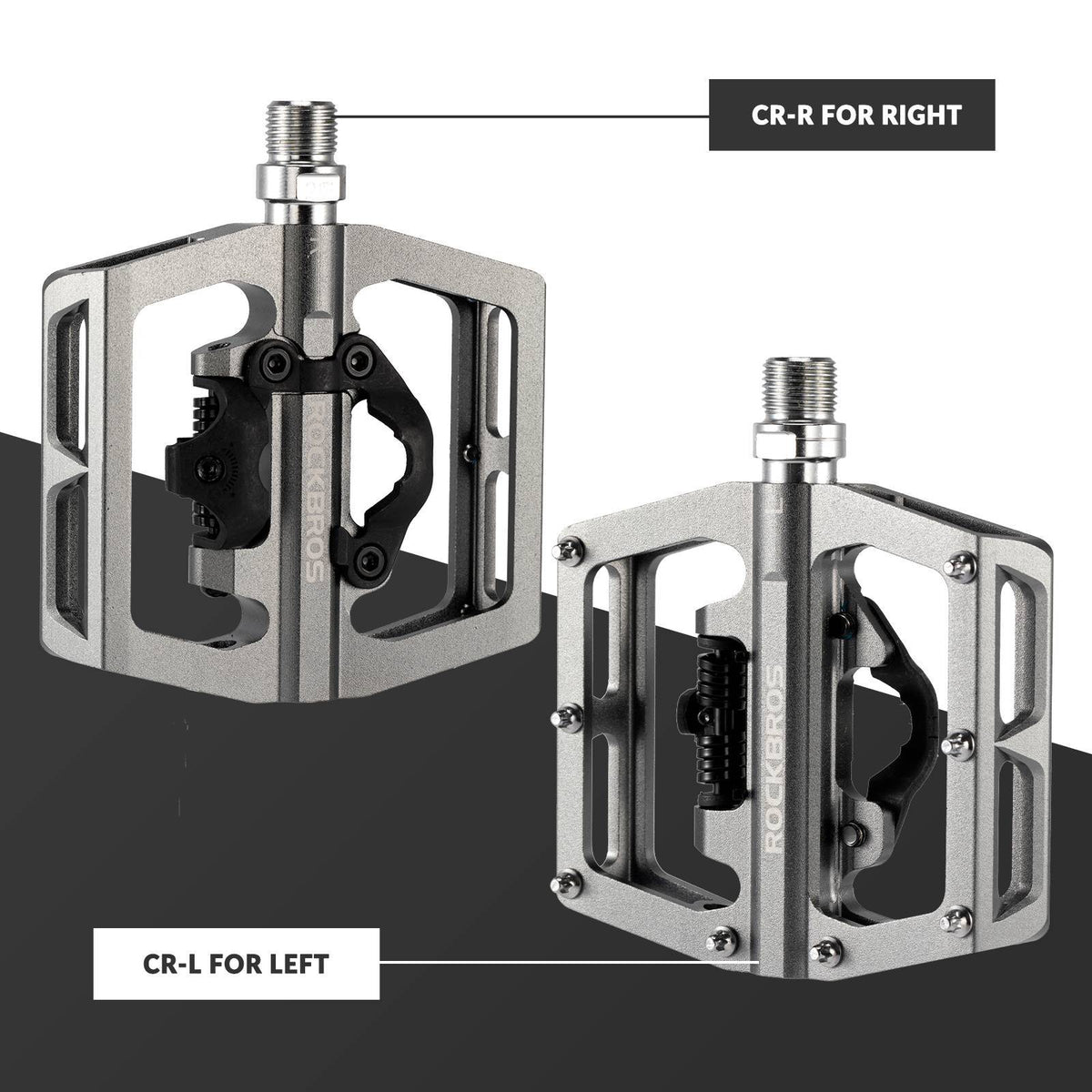 ROCKBROS Pedales de bicicleta de aluminio 2 en 1 SPD para MTB, bicicleta de carreras y urbana