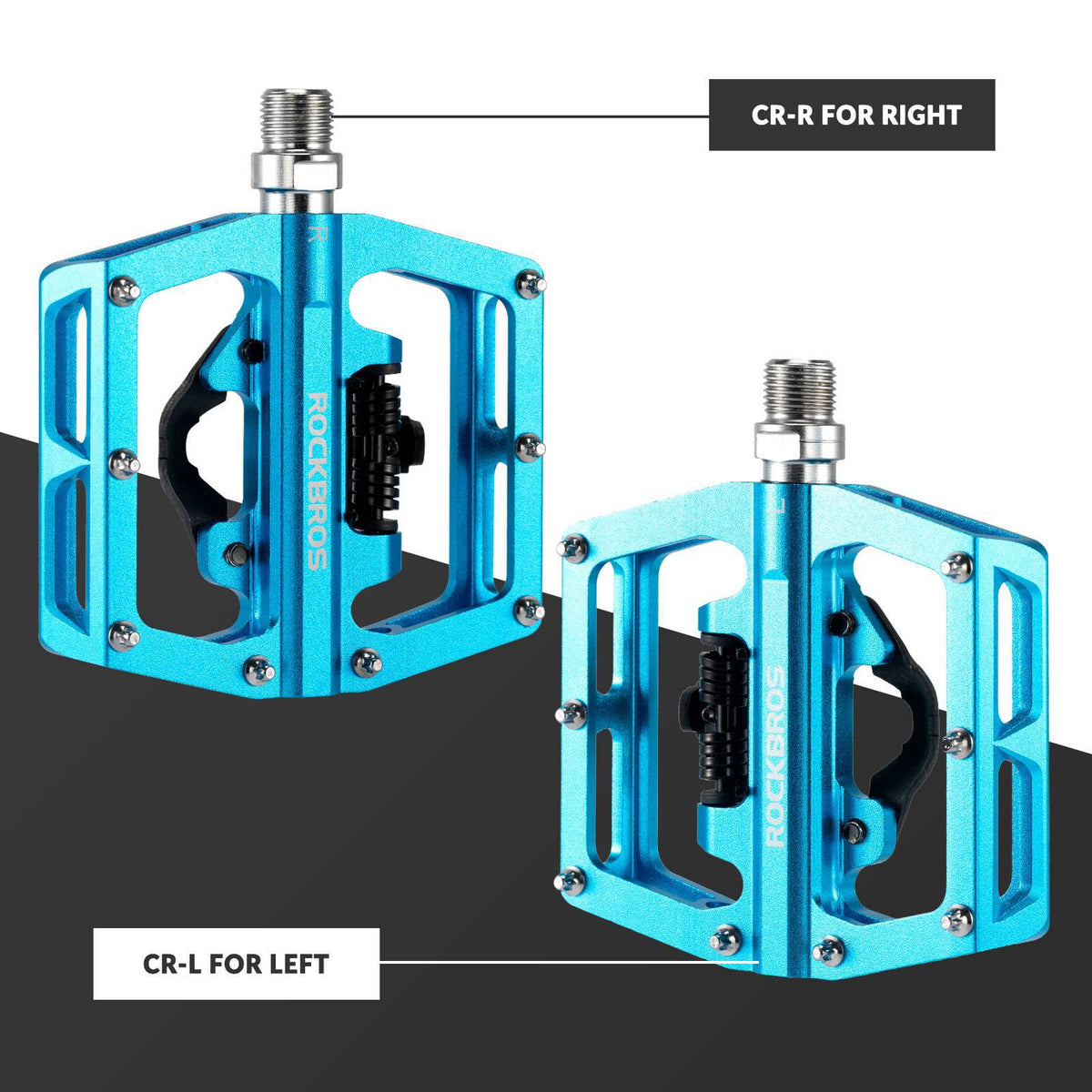 ROCKBROS Pedales de bicicleta de aluminio 2 en 1 SPD para MTB, bicicleta de carreras y urbana