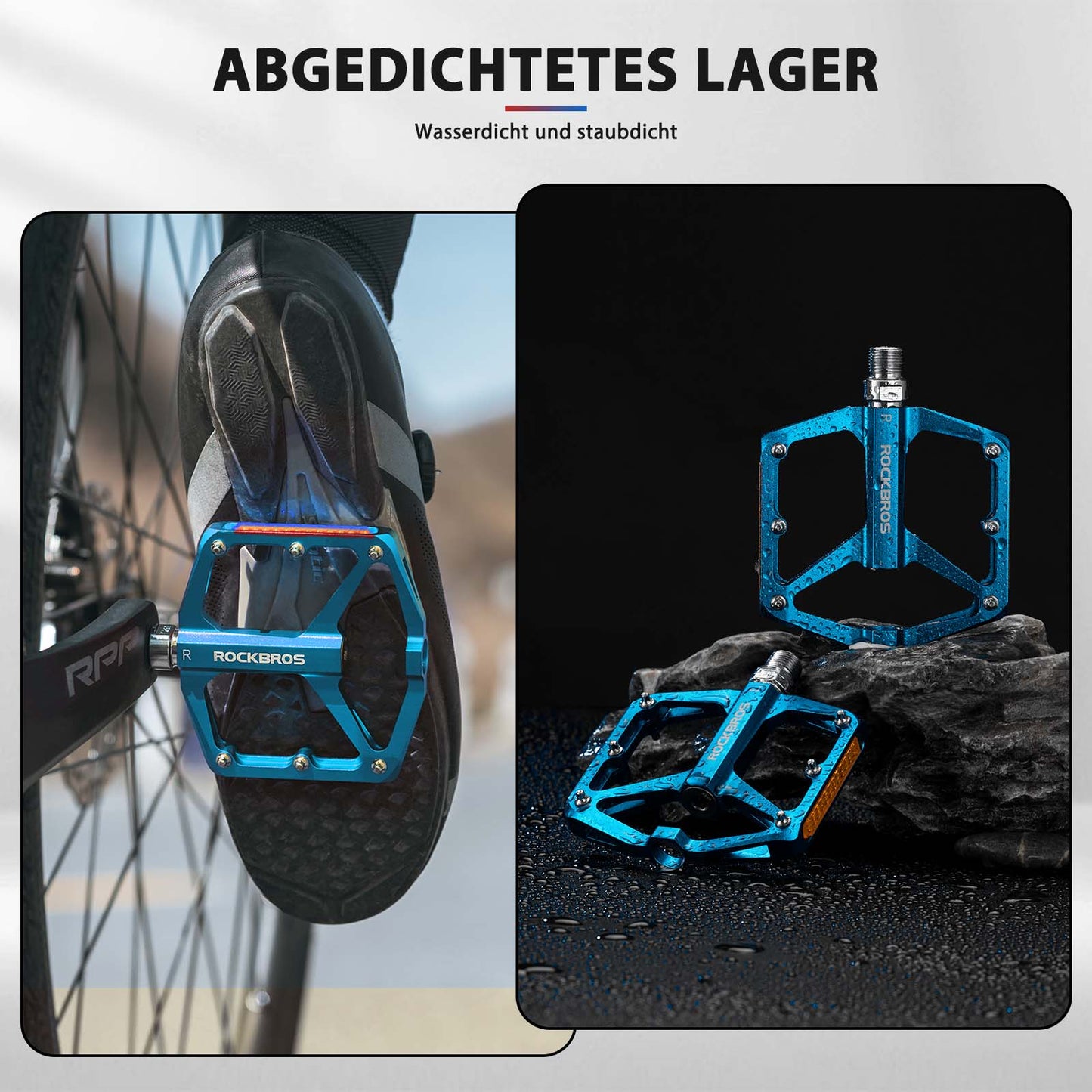 Pedales de bicicleta con reflectores, fabricados en aleación de aluminio, 9/16 pulgadas, ROCKBROS