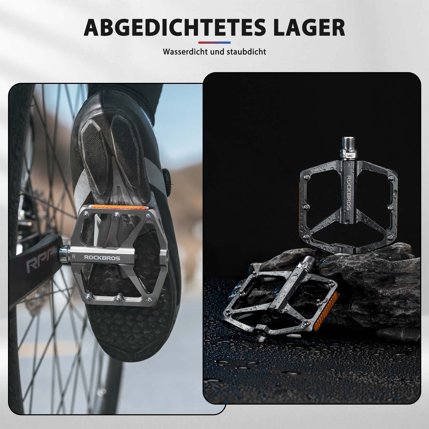 Pedales de bicicleta con reflectores, fabricados en aleación de aluminio, 9/16 pulgadas, ROCKBROS