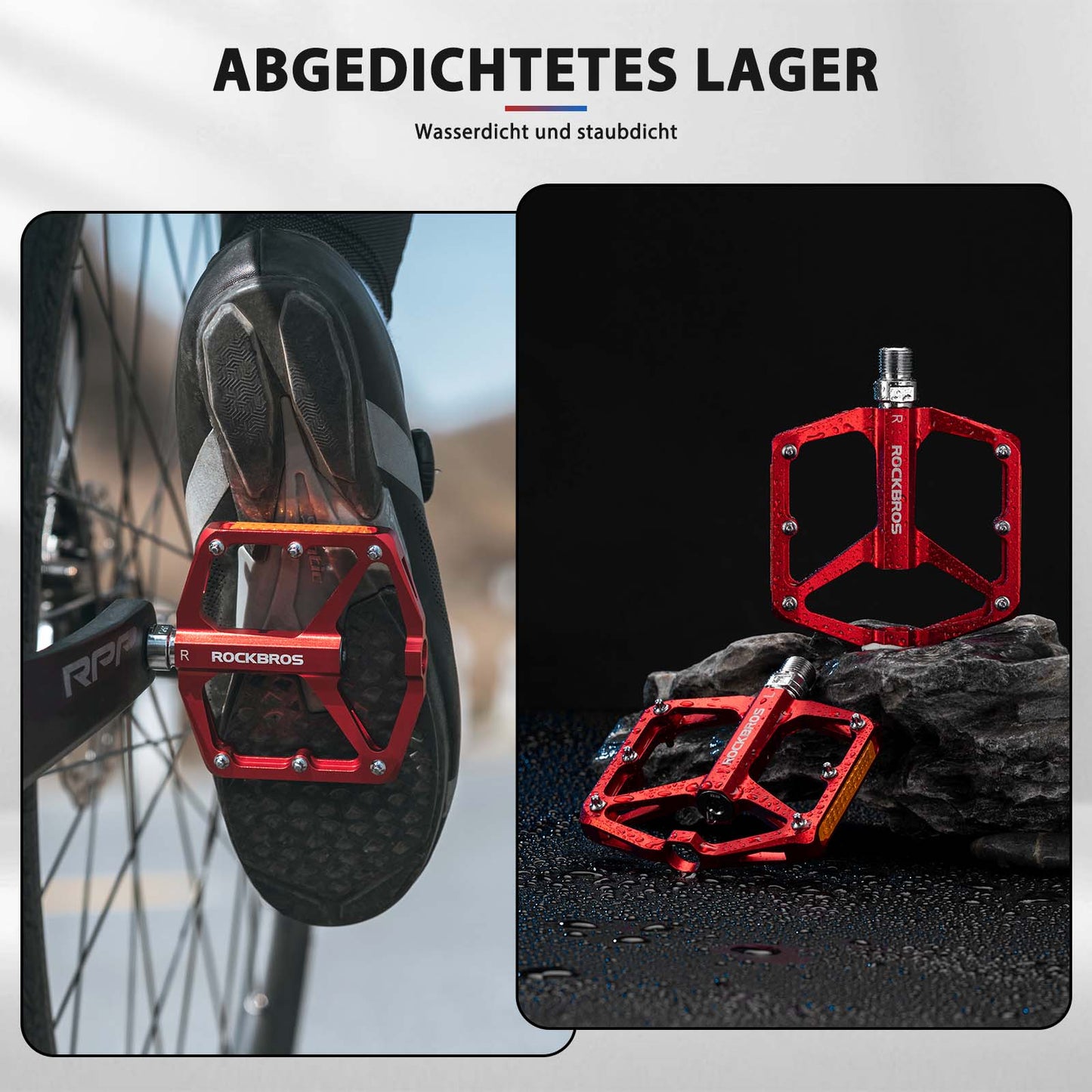 Pedales de bicicleta con reflectores, fabricados en aleación de aluminio, 9/16 pulgadas, ROCKBROS
