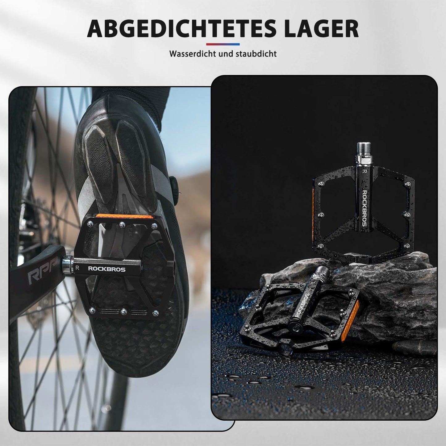 Pedales de bicicleta con reflectores, fabricados en aleación de aluminio, 9/16 pulgadas, ROCKBROS