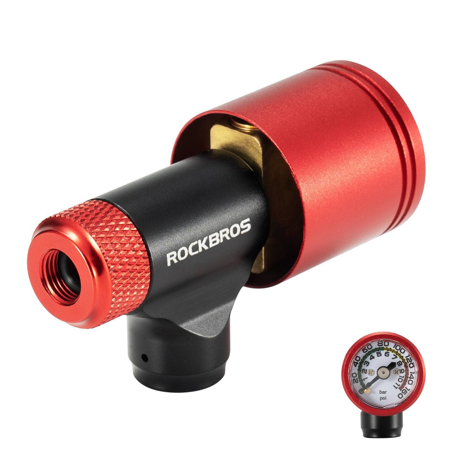 Bomba de bicicleta, bomba de cartucho de CO2, mini bomba con válvula dosificadora de presión ROCKBROS