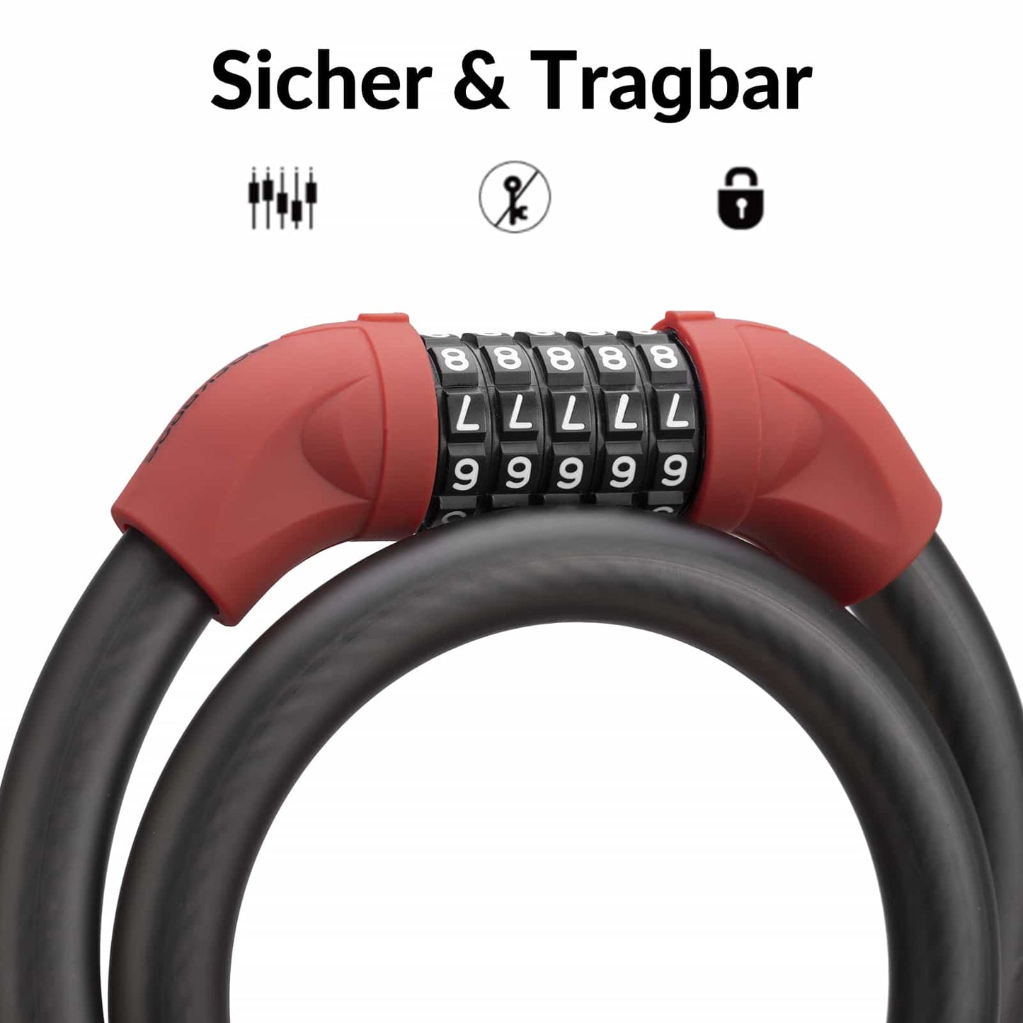 Candado para bicicleta, candado con cable, candado de combinación con código de 5 dígitos, ROCKBROS