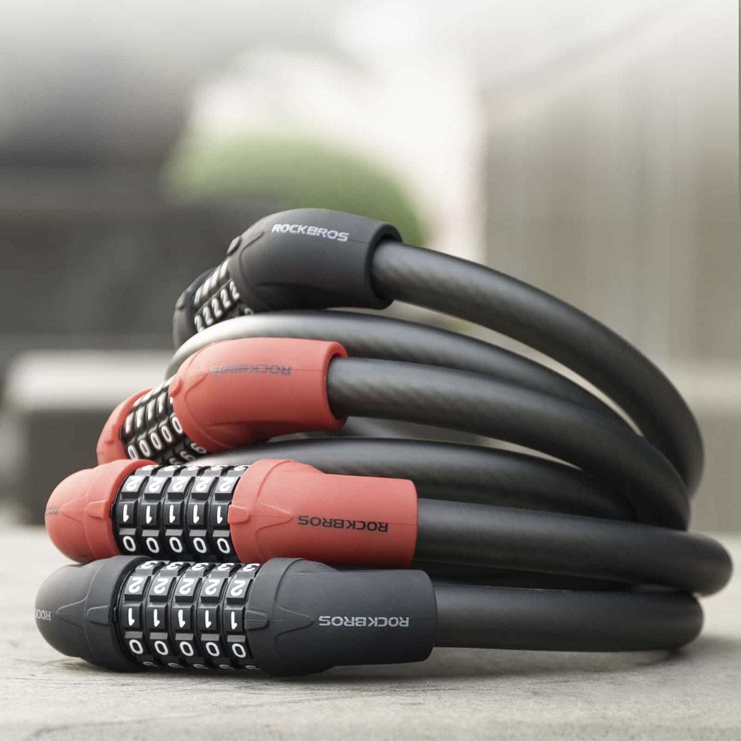Candado para bicicleta, candado con cable, candado de combinación con código de 5 dígitos, ROCKBROS