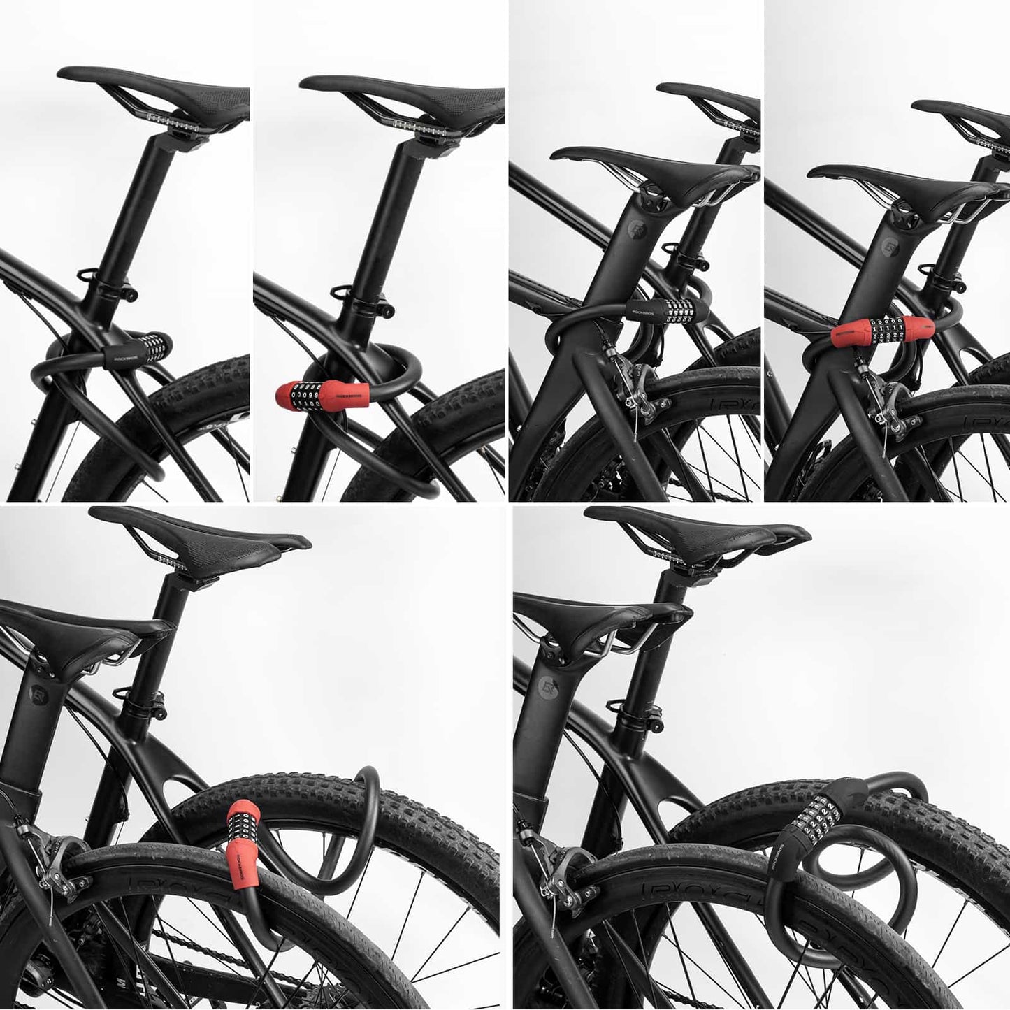 Candado para bicicleta, candado con cable, candado de combinación con código de 5 dígitos, ROCKBROS