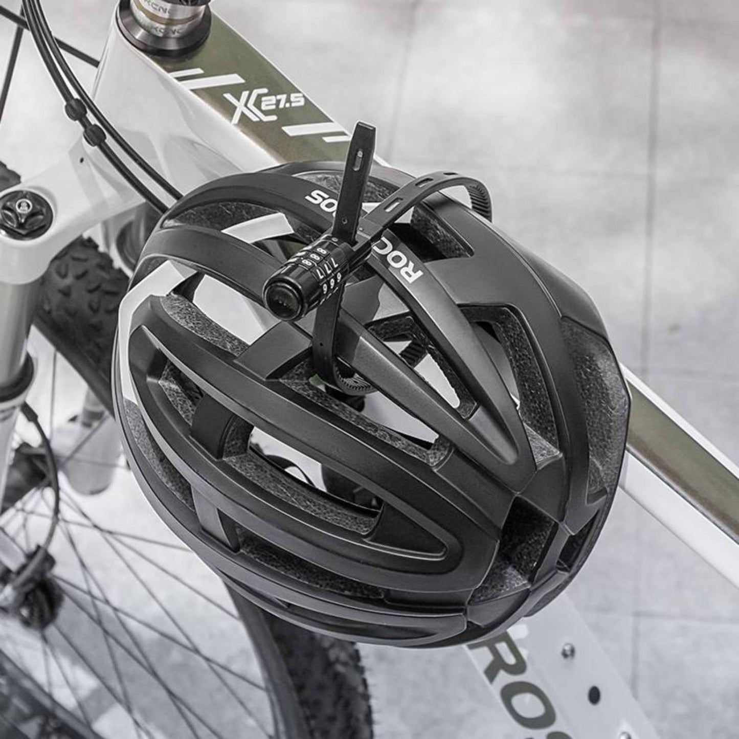 Candado de bicicleta multifuncional con código de combinación, candado para casco ROCKBROS