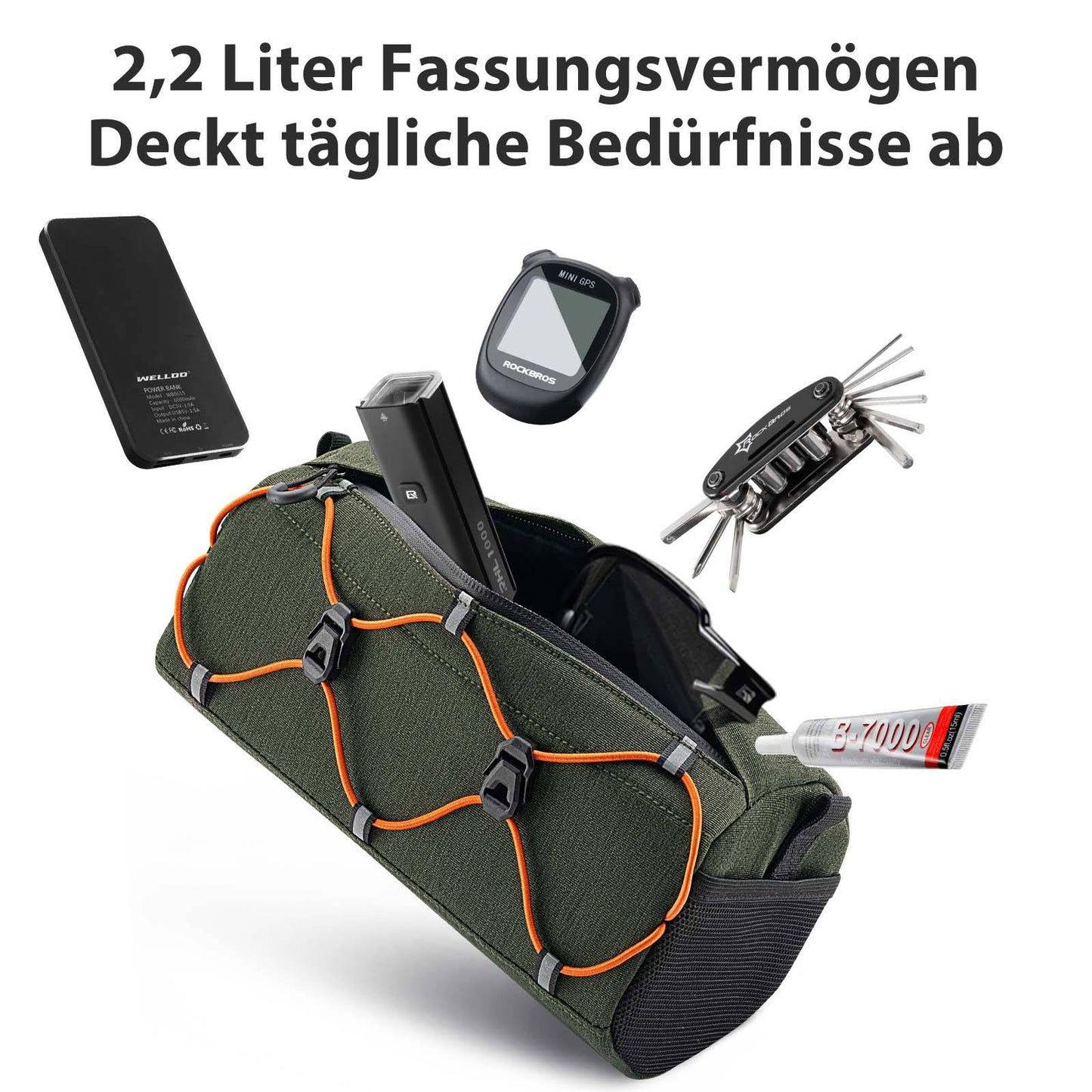 Bolsa para manillar de bicicleta de 2,2 L con bandolera en 6 colores ROCKBROS