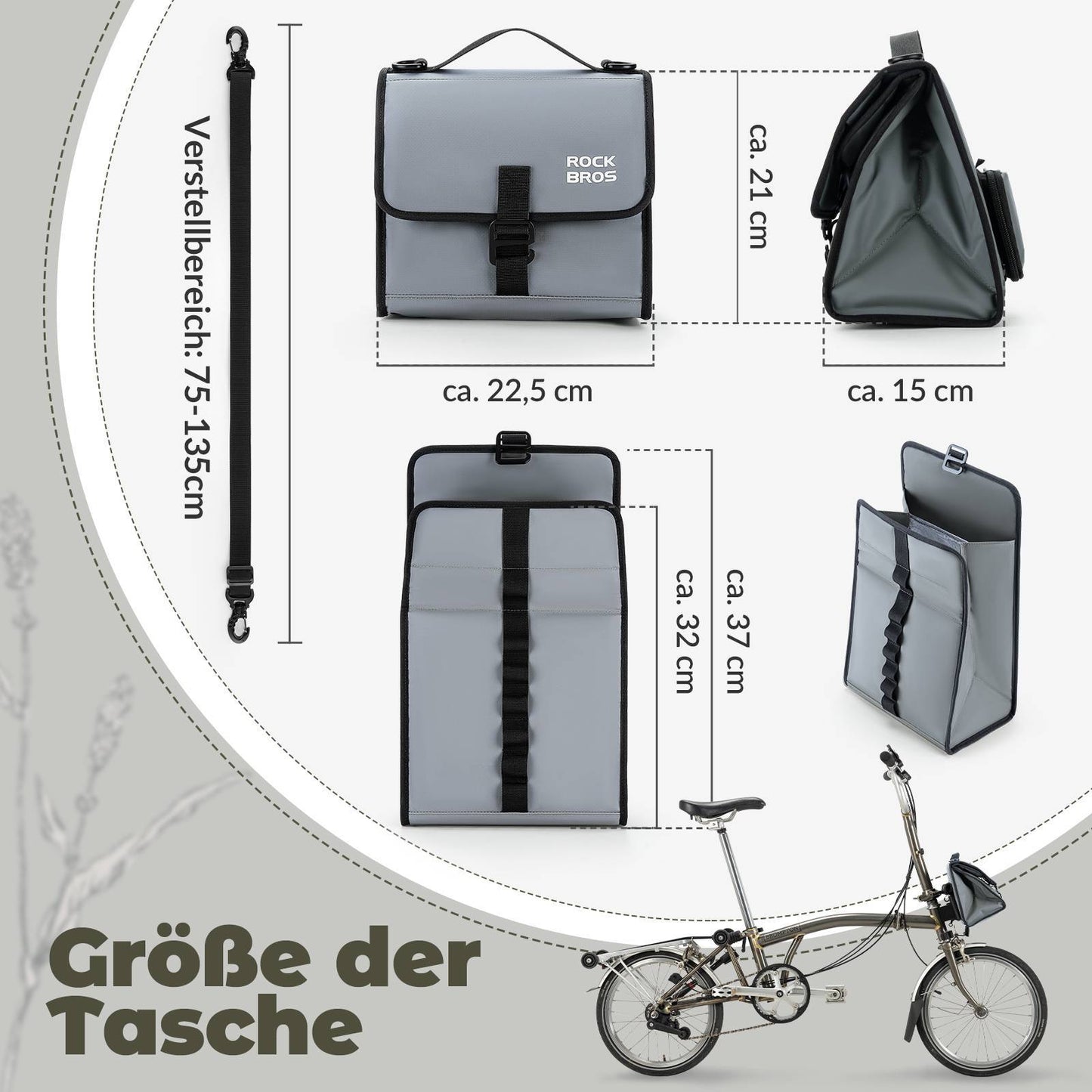 Bolsa para bicicleta, bolsa para manillar, bolsa frontal con correa para el hombro, ROCKBROS