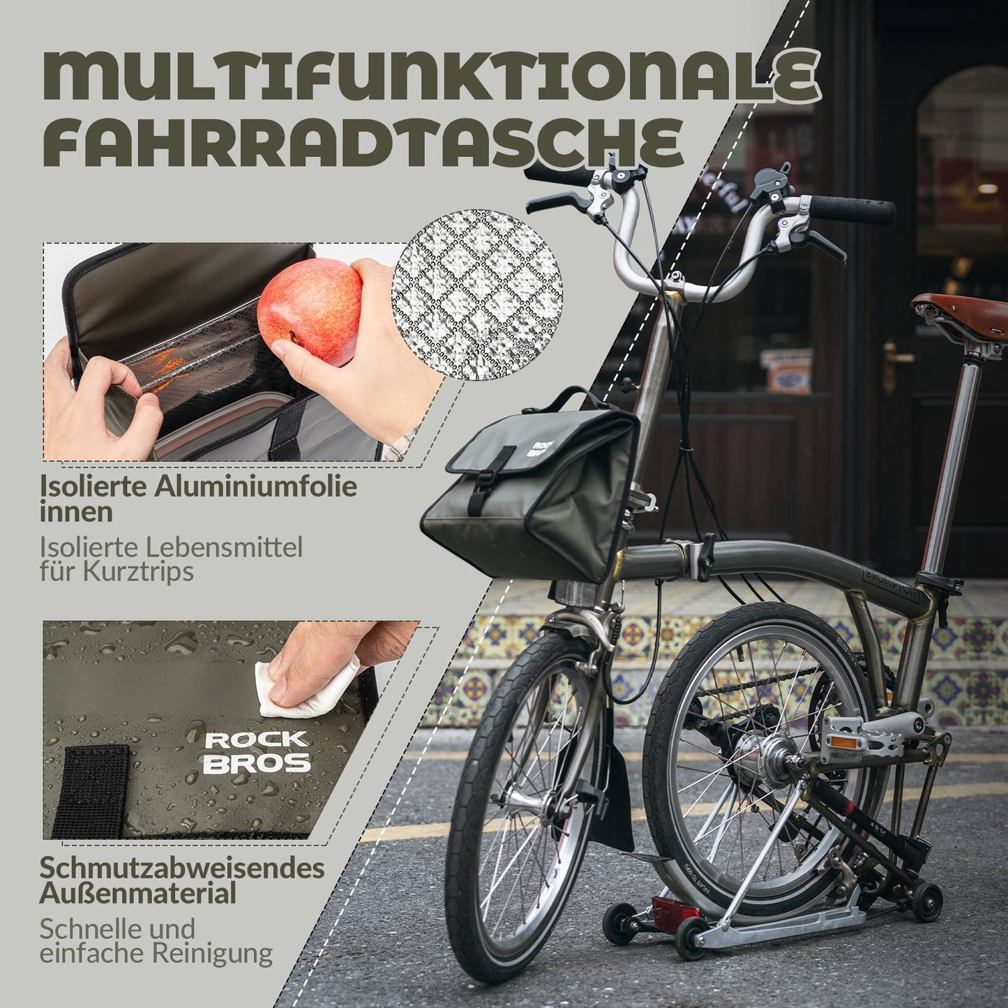 Bolsa para bicicleta, bolsa para manillar, bolsa frontal con correa para el hombro, ROCKBROS