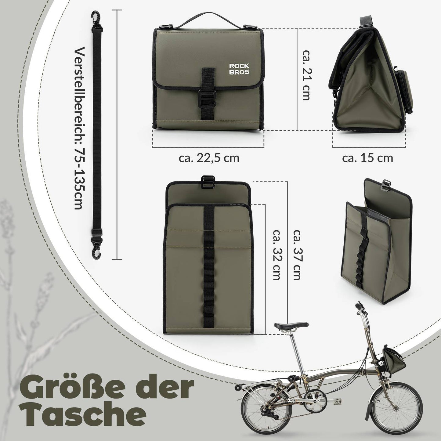 Bolsa para bicicleta, bolsa para manillar, bolsa frontal con correa para el hombro, ROCKBROS