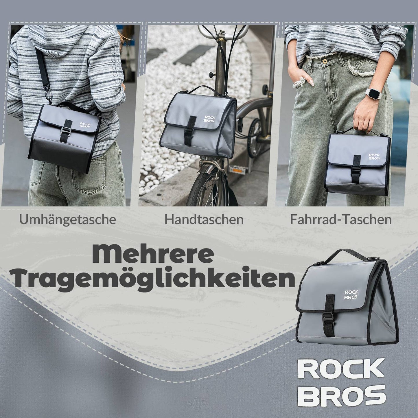 Bolsa para bicicleta, bolsa para manillar, bolsa frontal con correa para el hombro, ROCKBROS