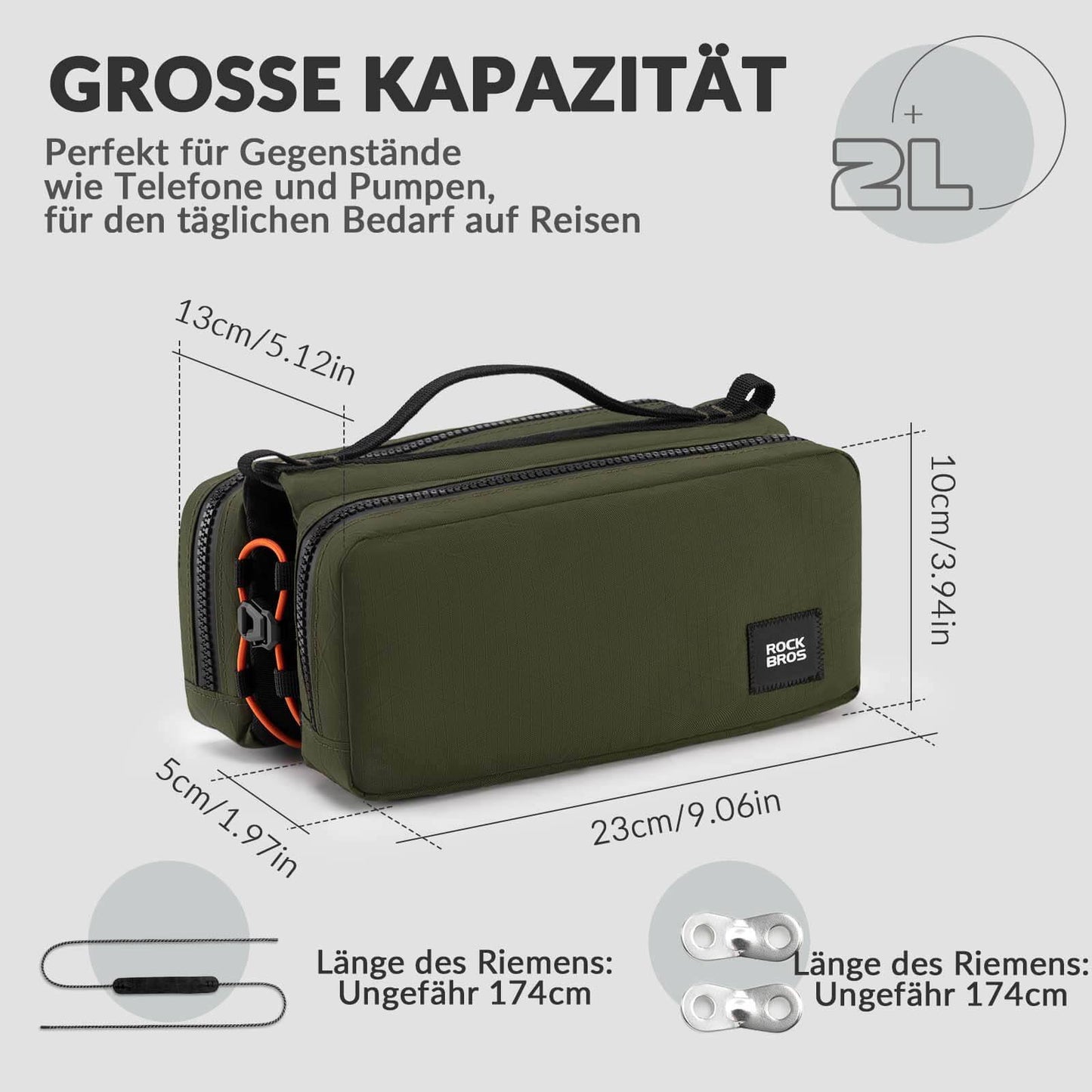 Bolsa para cuadro de bicicleta con correa para el hombro, bolsa para tubo superior ROCKBROS