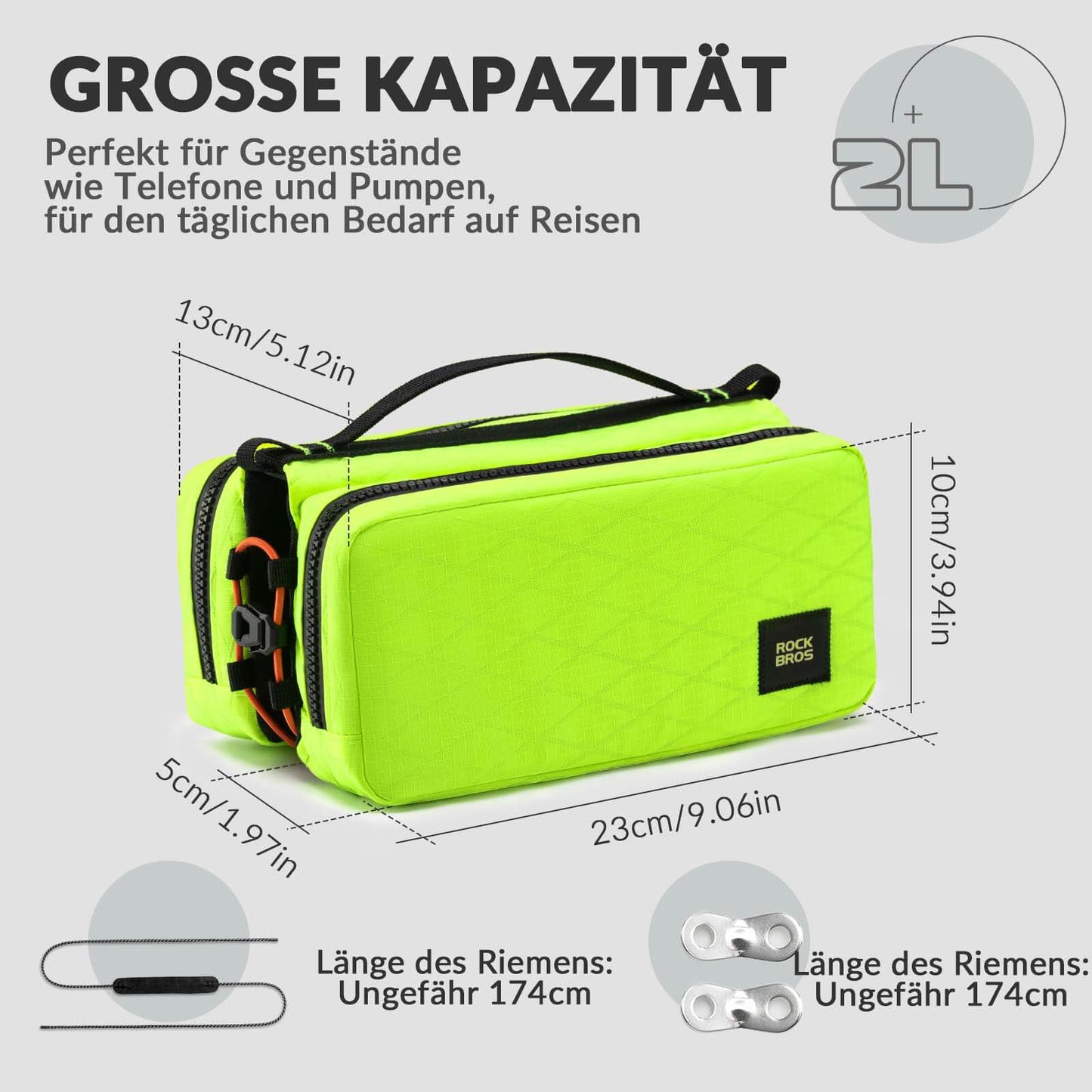 Bolsa para cuadro de bicicleta con correa para el hombro, bolsa para tubo superior ROCKBROS