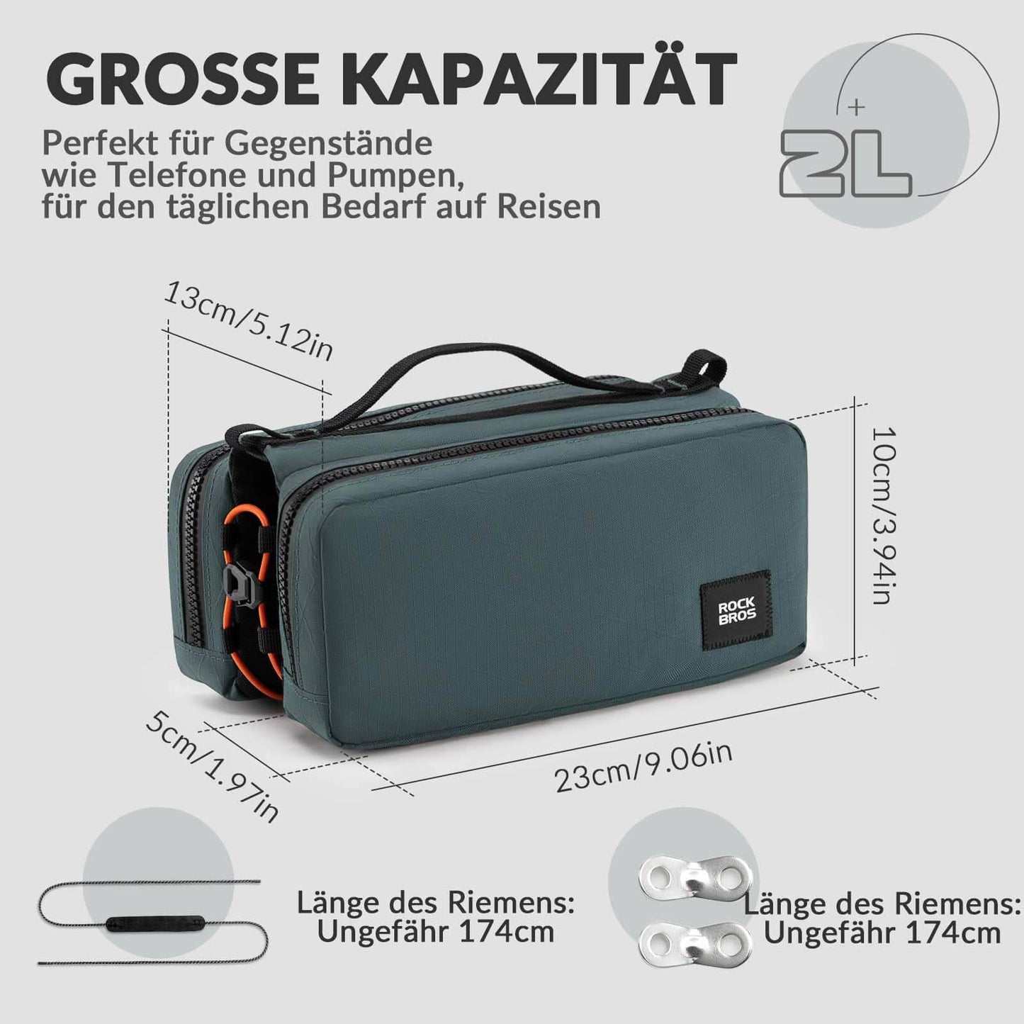 Bolsa para cuadro de bicicleta con correa para el hombro, bolsa para tubo superior ROCKBROS