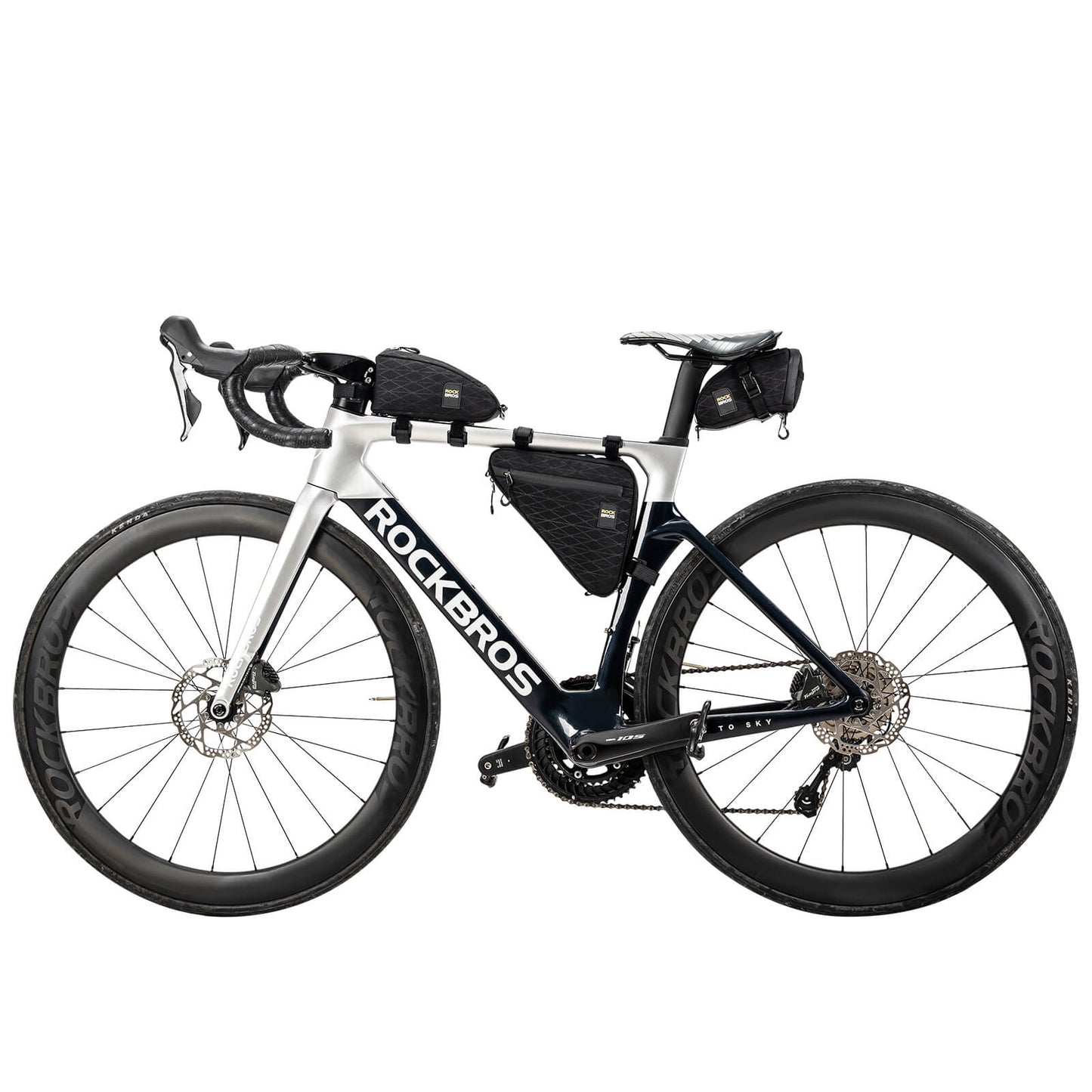 Juego de bolsas para bicicleta: 2 bolsas para cuadro y 1 bolsa para sillín con correa de hombro ajustable, 1,2 L, ROCKBROS