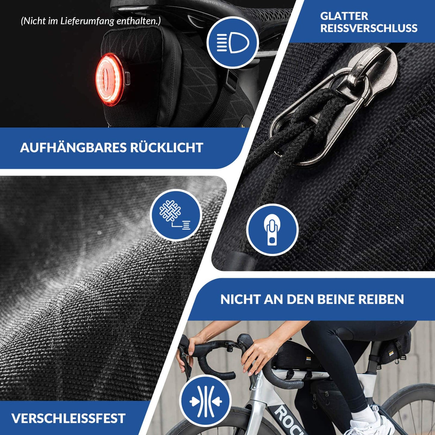Juego de bolsas para bicicleta: 2 bolsas para cuadro y 1 bolsa para sillín con correa de hombro ajustable, 1,2 L, ROCKBROS