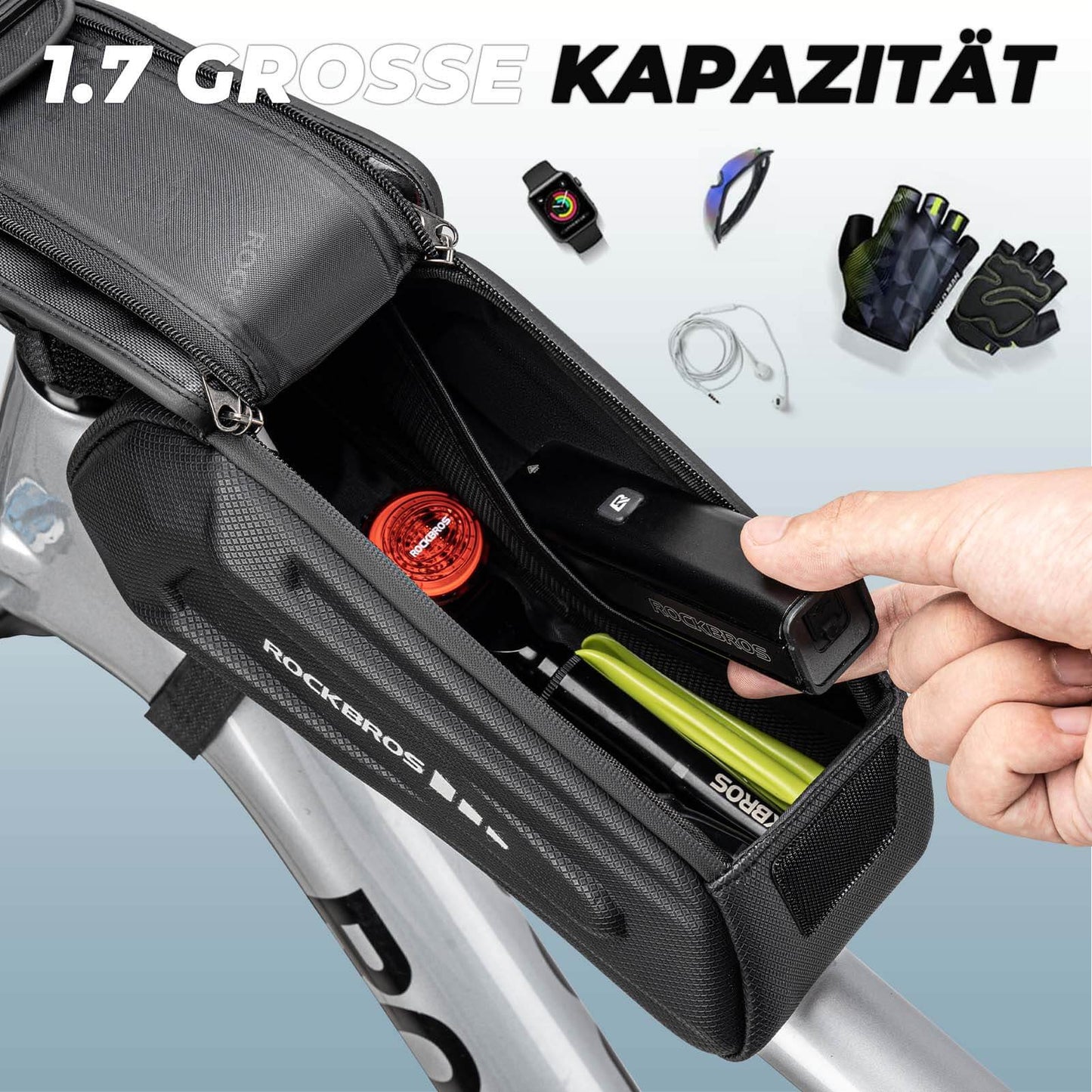 Bolsa de bicicleta impermeable, funda para teléfono móvil para smartphones con pantalla táctil de 6,8 pulgadas, ROCKBROS