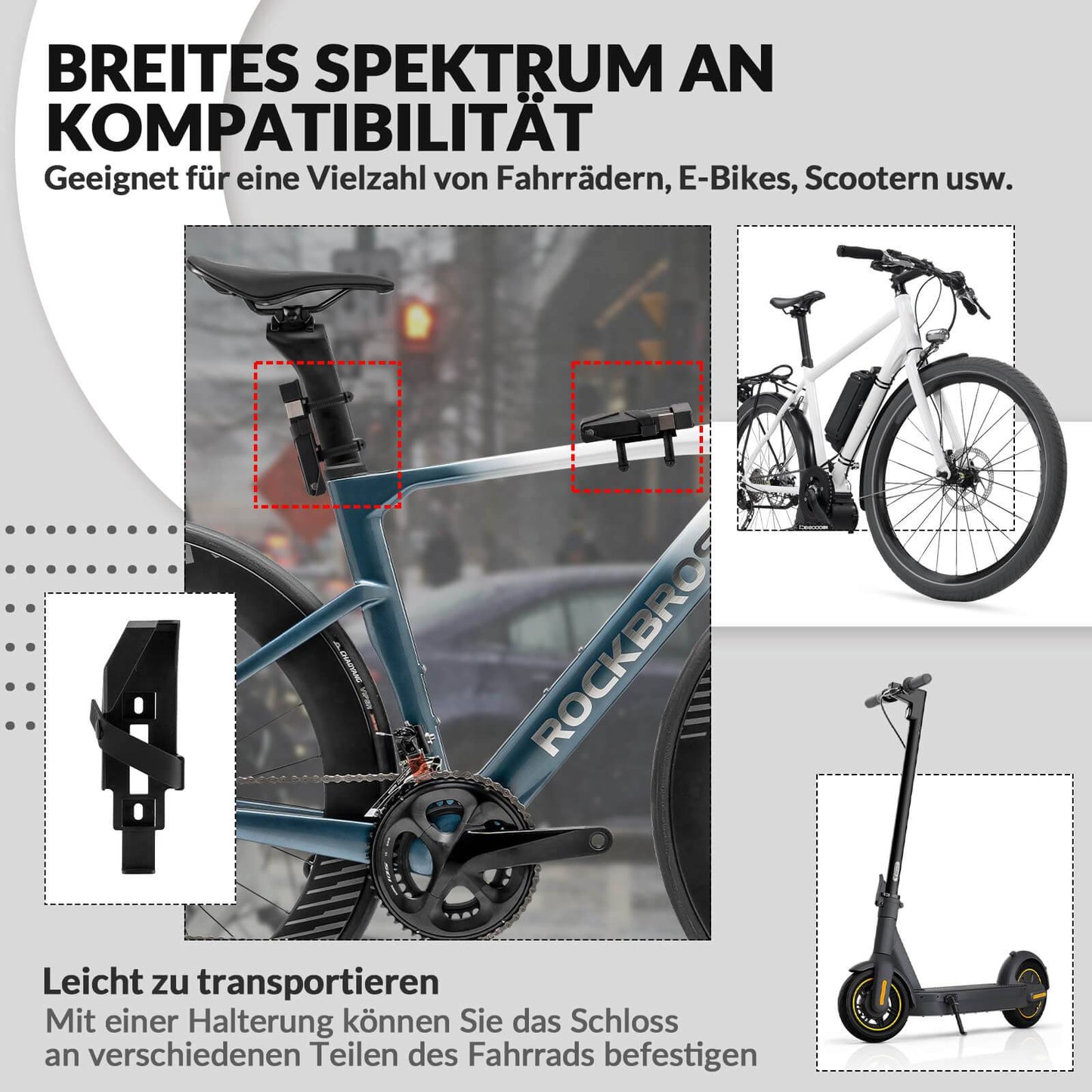 Candado de bicicleta plegable con soporte ROCKBROS