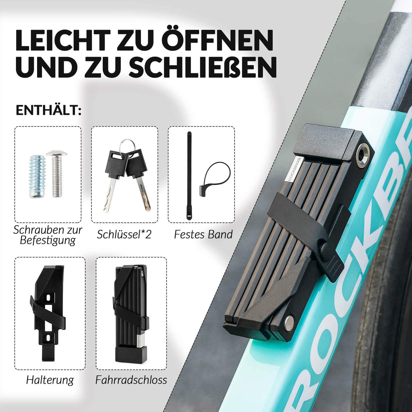 Candado de bicicleta plegable con soporte ROCKBROS