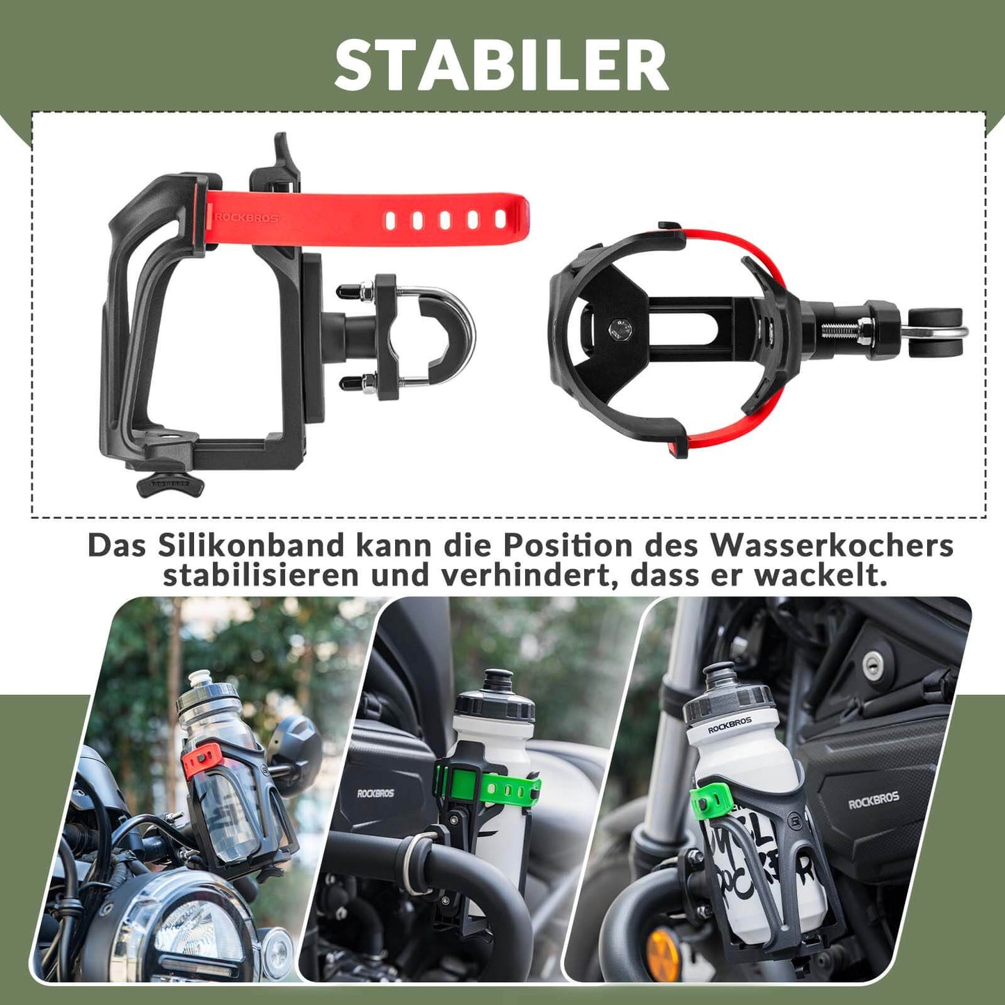 Portabotellas ajustable para bicicletas, giratorio 360°, ROCKBROS