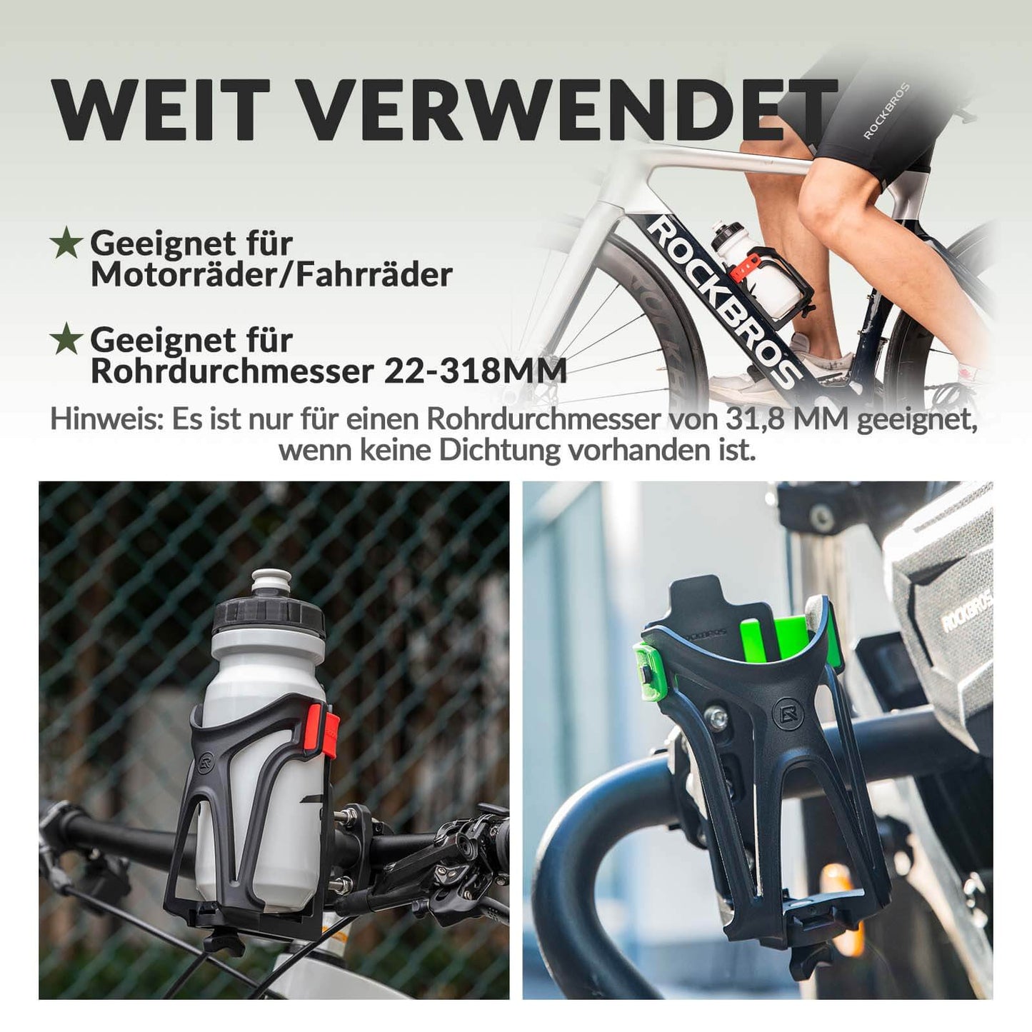 Portabotellas ajustable para bicicletas, giratorio 360°, ROCKBROS