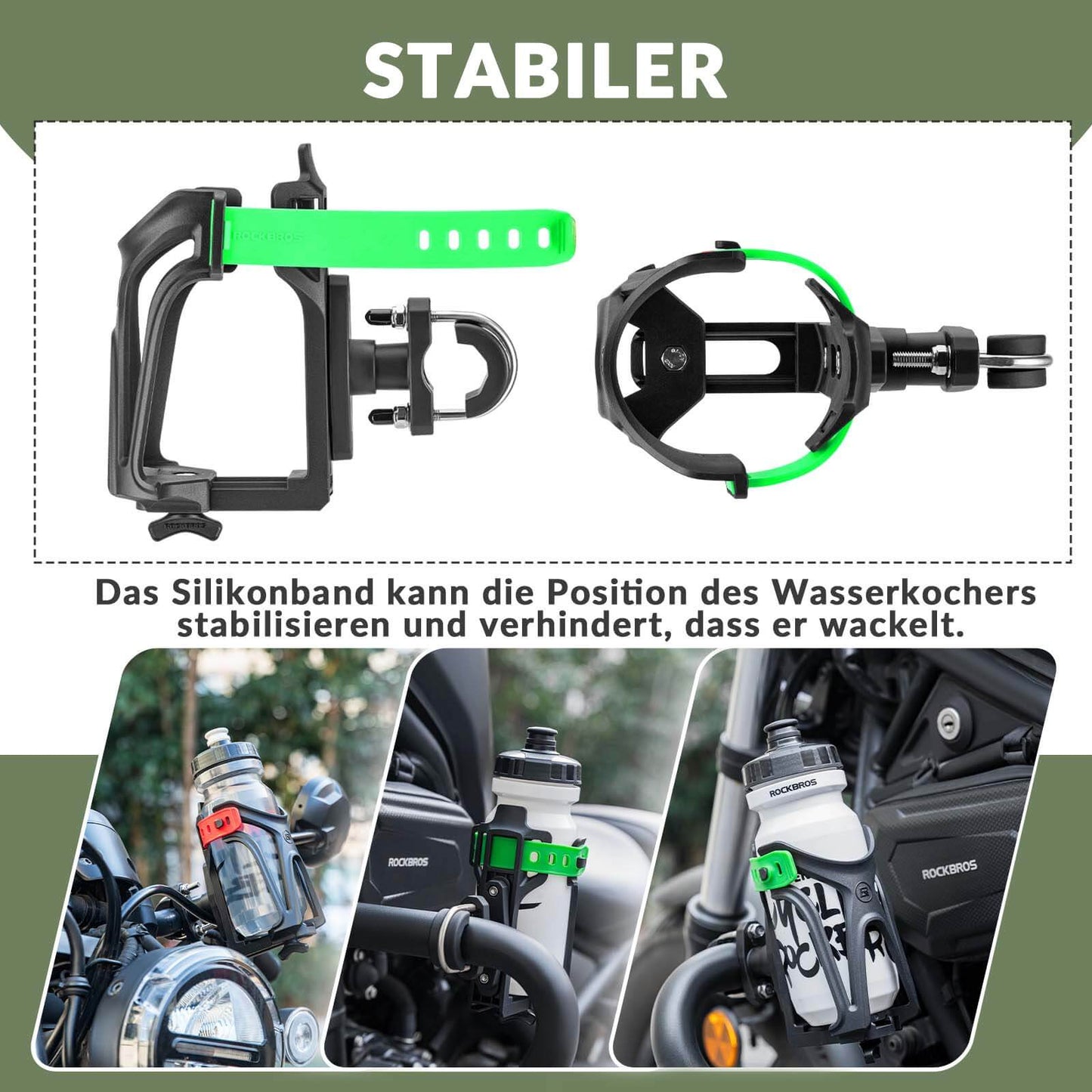 Portabotellas ajustable para bicicletas, giratorio 360°, ROCKBROS