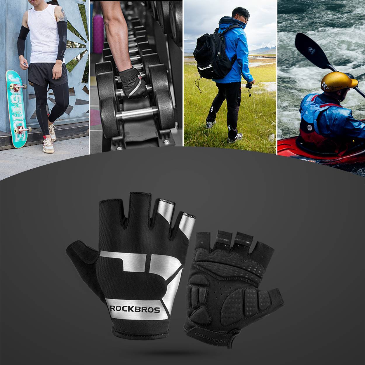 Guantes deportivos de equitación para primavera y otoño, antideslizantes y reflectantes, ROCKBROS